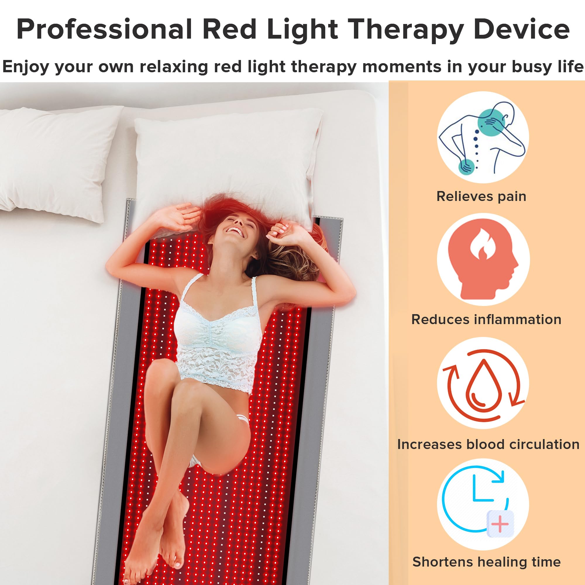 Near Infrared Light Therapy Blanket for Full Body, 1370pcs 660nm & 850nm LED Light Therapy Device - AB Mystery
