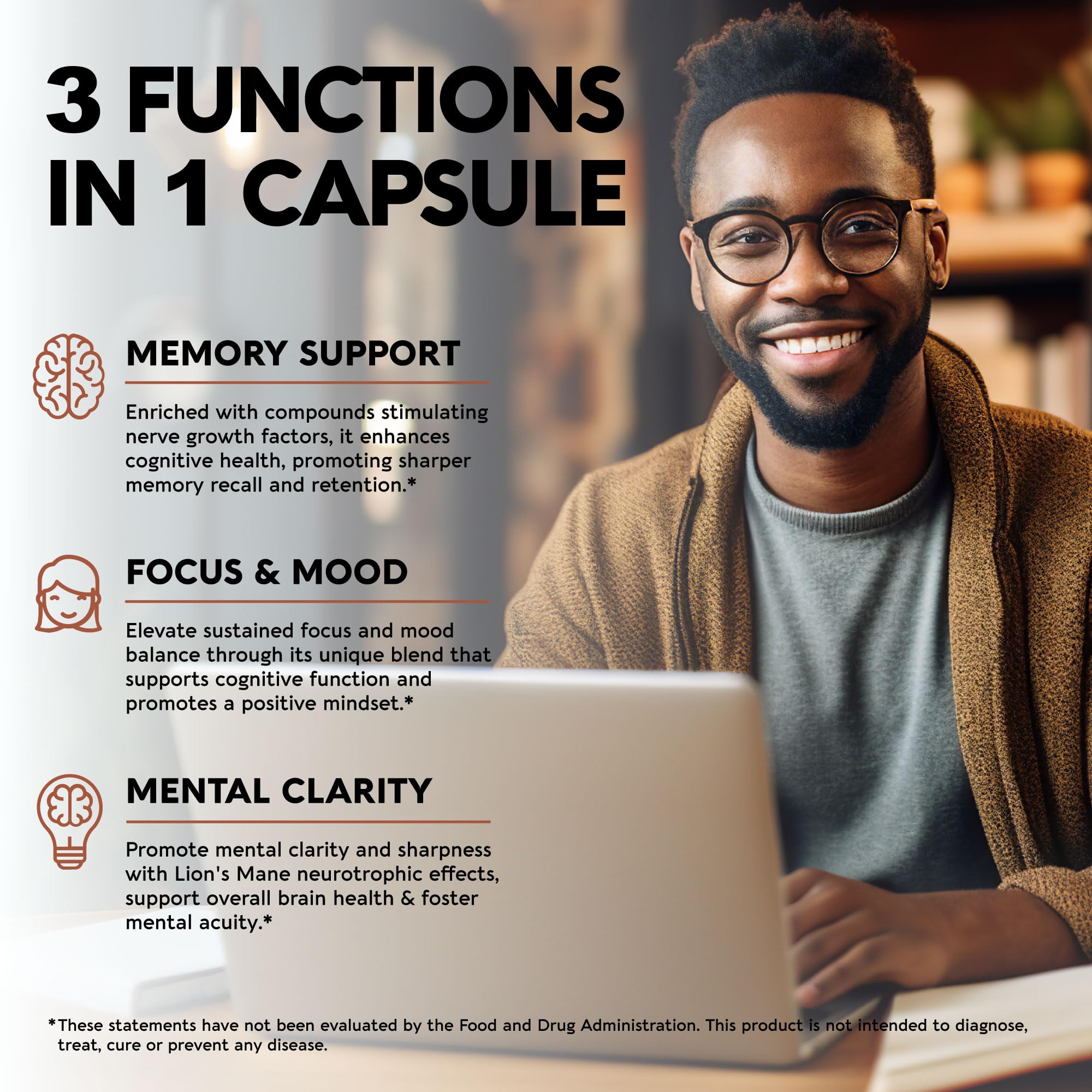 Organic Lions Mane - Certified Mushroom Supplement - Made in USA - Fruiting Bodies - AB Mystery