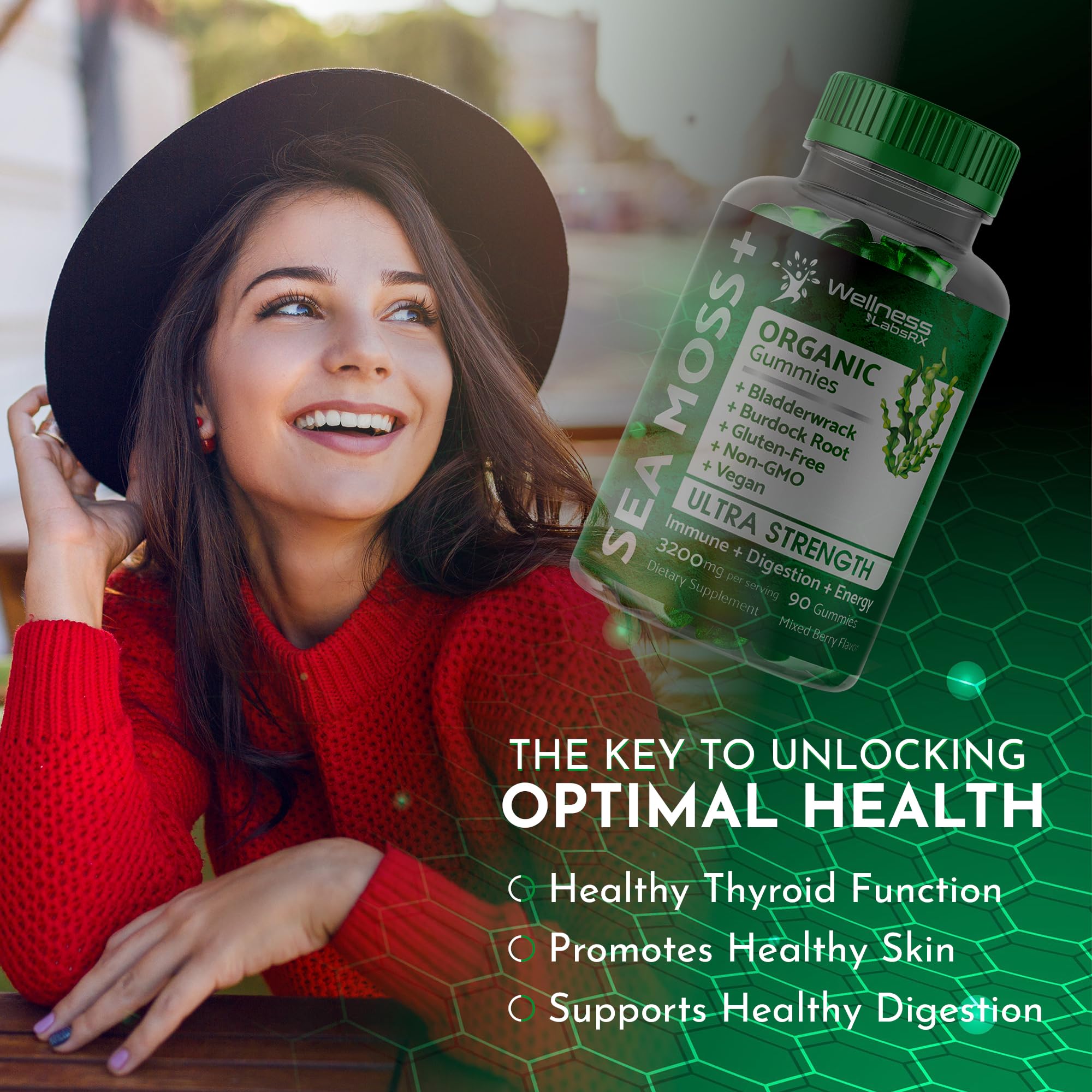 WELLNESS LABSRX Sea Moss Gummies, 3200mg Organic Seamoss, Irish Sea Moss - AB Mystery