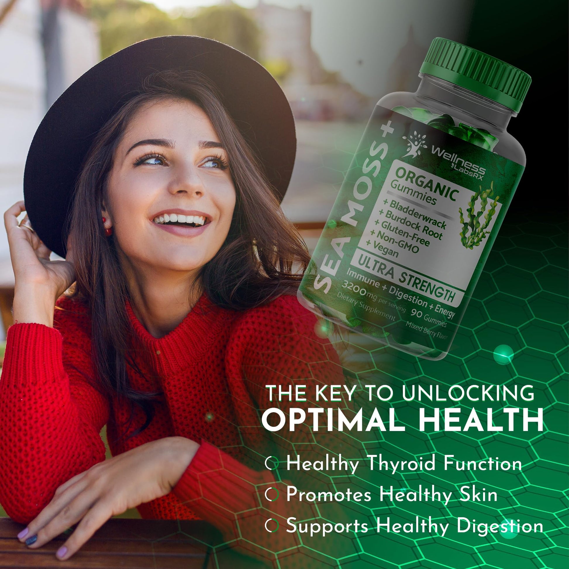 WELLNESS LABSRX Sea Moss Gummies, 3200mg Organic Seamoss, Irish Sea Moss - AB Mystery