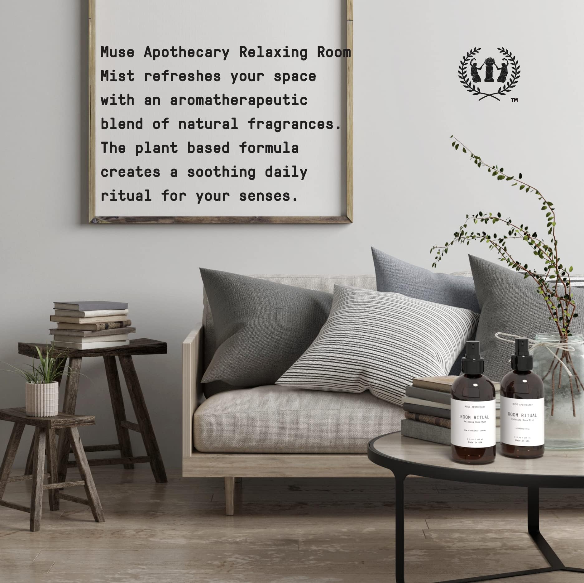 Muse Bath Apothecary Room Ritual - Aromatic and Relaxing Room Mist, 8 oz, Infused - AB Mystery