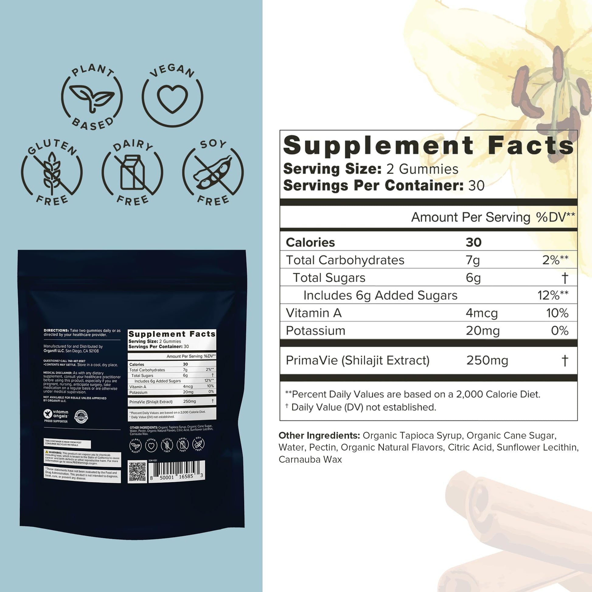 Organifi - Shilajit Gummies - Supports Natural Energy and Strength - Vanilla Cinnamon - AB Mystery