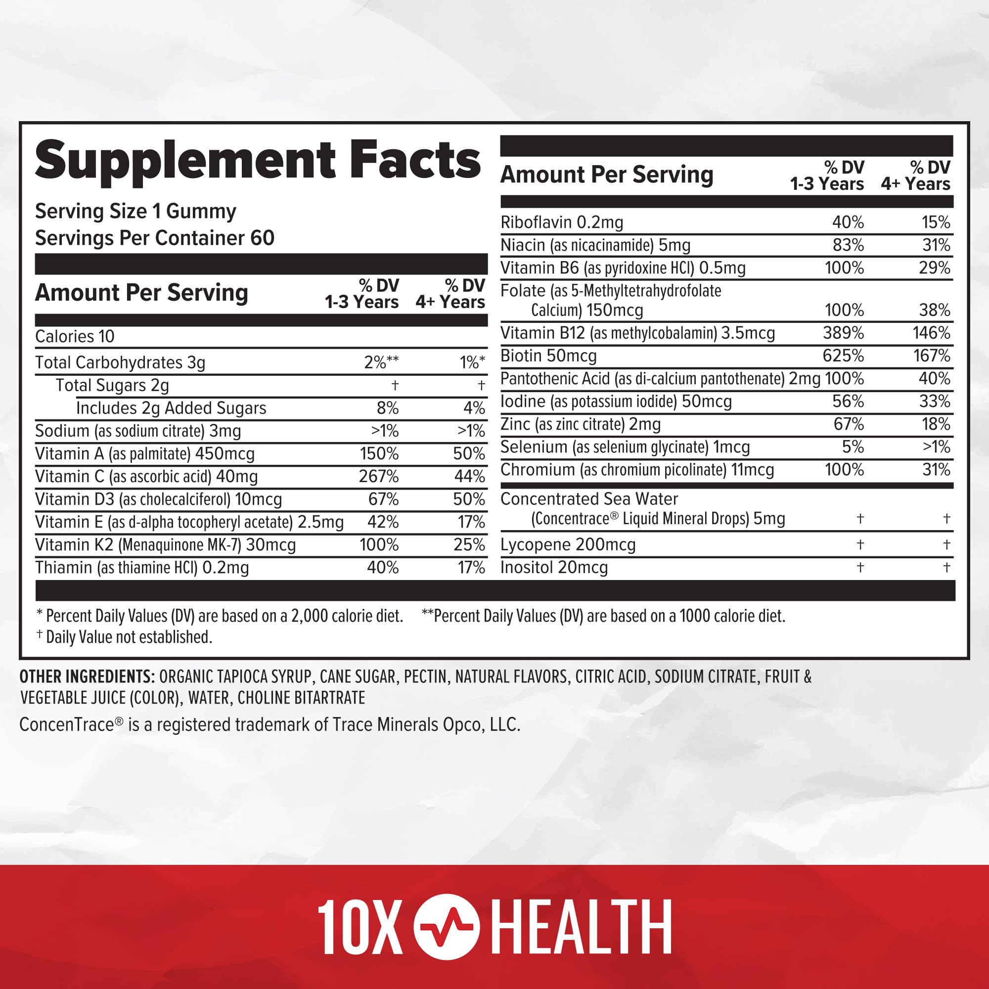 10X Health Children’s Methylated Multivitamin Gummies - 60 Count Kids Multivitamin Gummies, Complete Daily Nutrition - AB Mystery