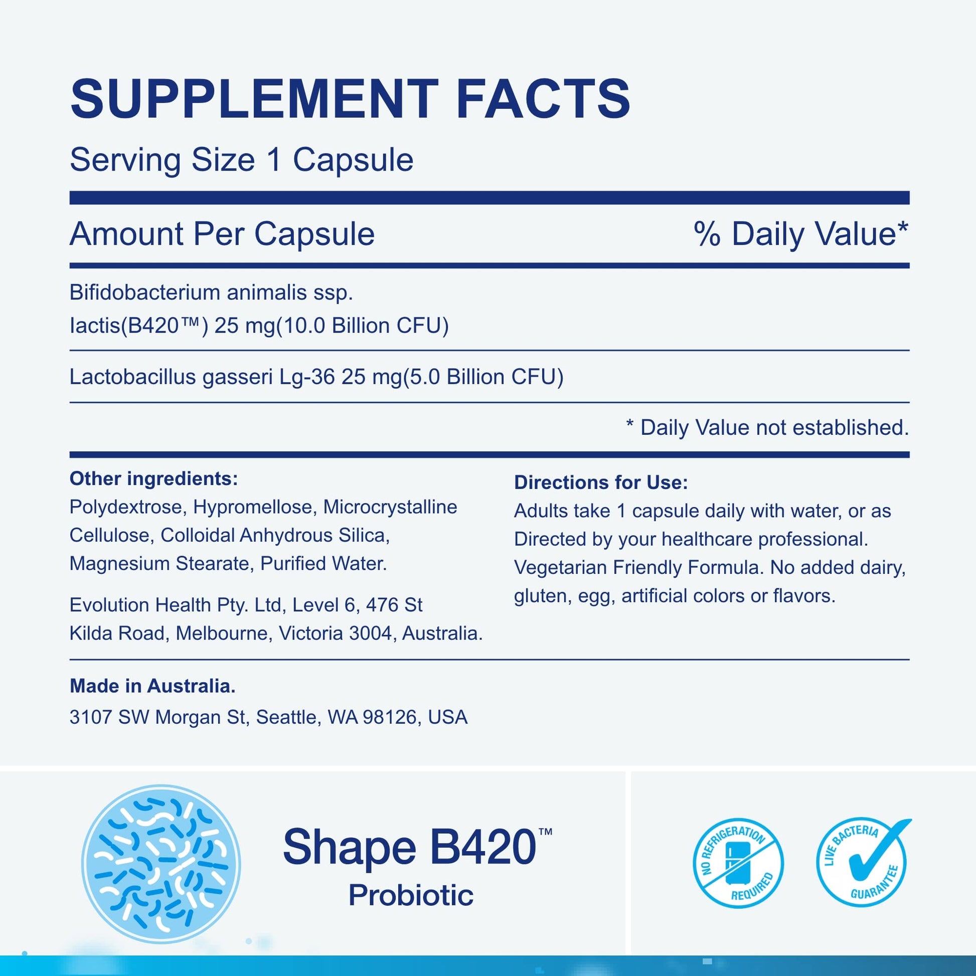 Life-Space Shape B420™ Probiotics, Clinically Studied Strains, Supplement for Women and Men - AB Mystery