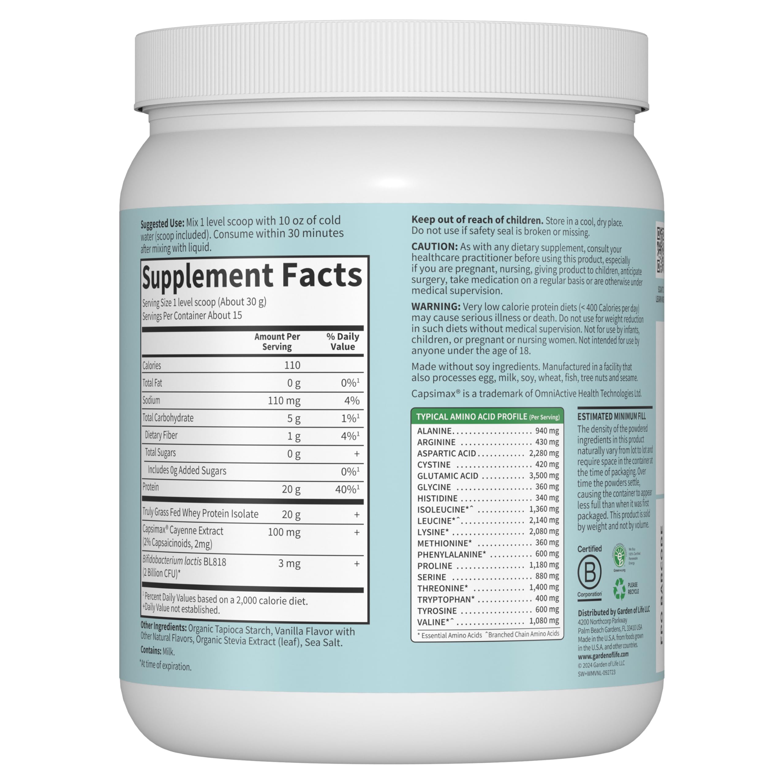 Garden of Life Sport Whey Plus Weight Management with Amino Energy - 20g of Grass - AB Mystery