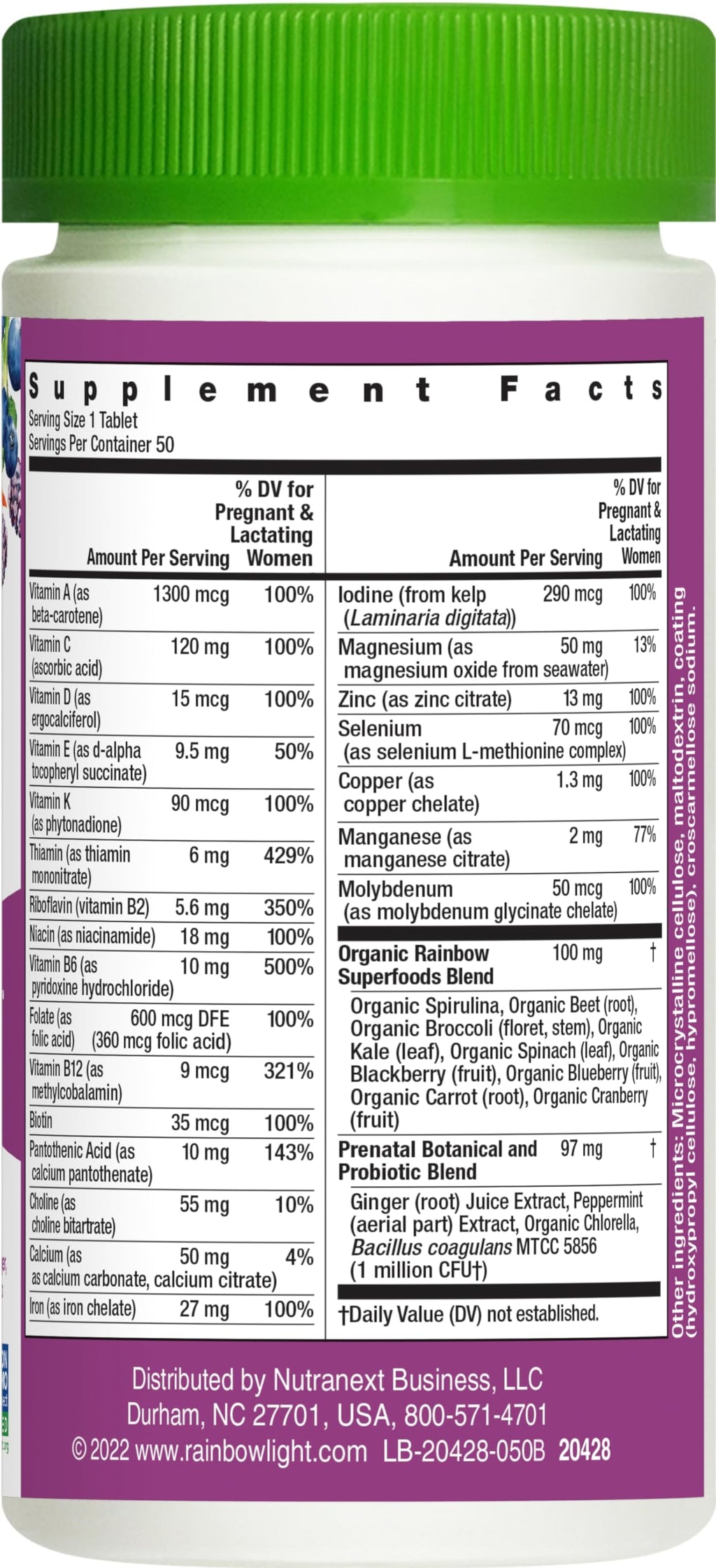 Rainbow Light Prenatal One Multi, 50 Tablets Rainbow Light