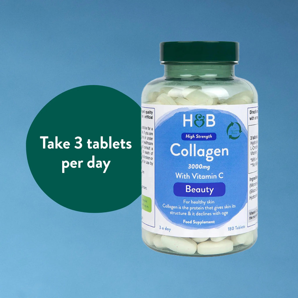 Holland & Barrett Bovine Collagen Tablet 3000mg - Type I Collagen Peptides - Hydrolysed Collagen with Vitamin C - Hair, Skin & Nails Holland & Barrett