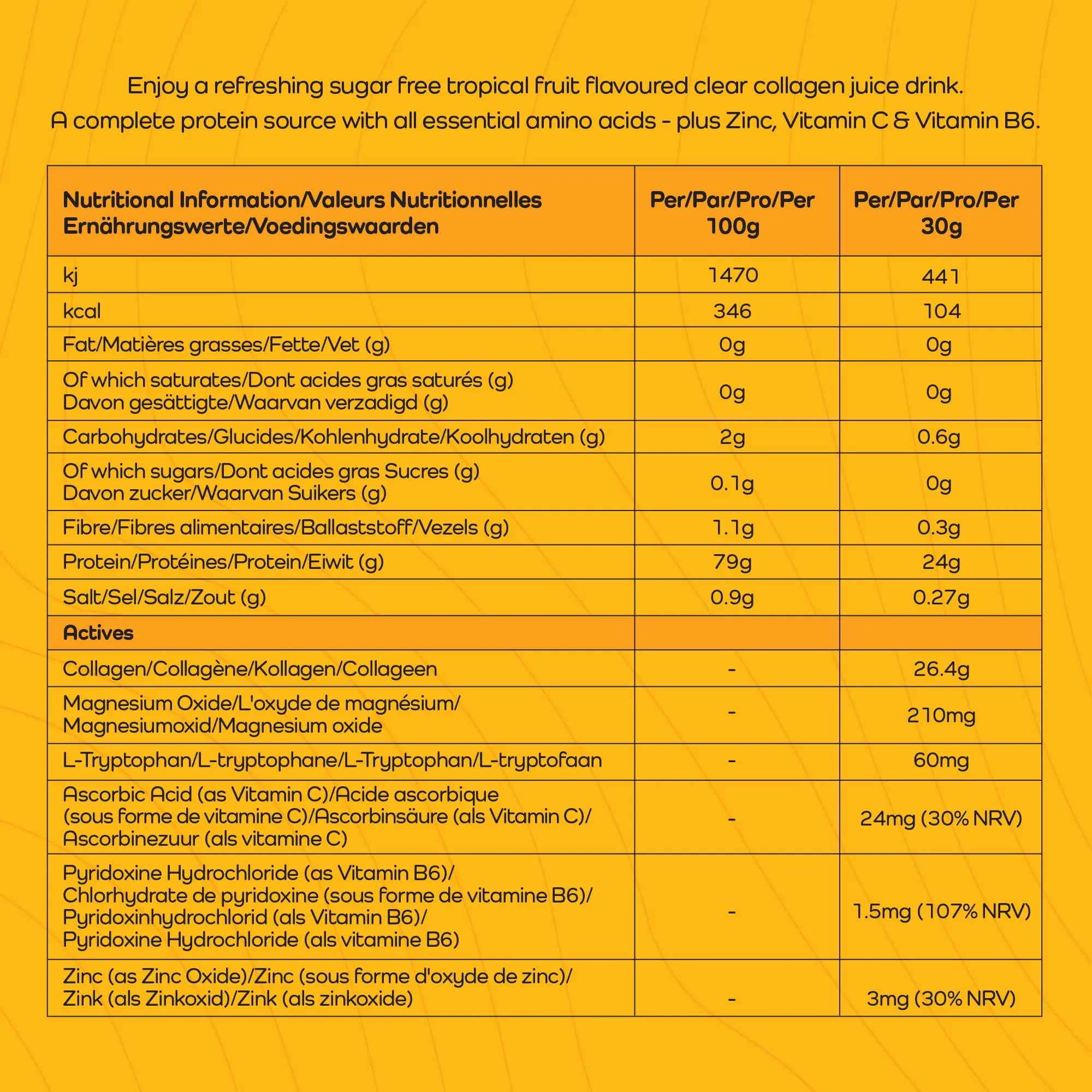 EatProtein Tropical Fruits Collagen Protein Juice Drink Mix | 24g Protein | 26.4g Collagen | 8X Servings - AB Mystery