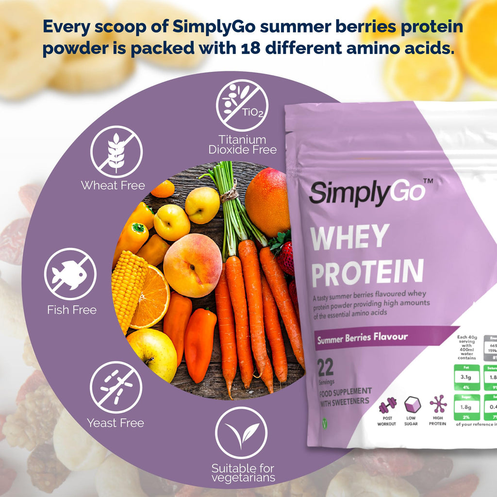 SimplyGo Whey Protein Powder | 900g | Simply Add 30g to Water, Juice or Shakes Simply Supplements