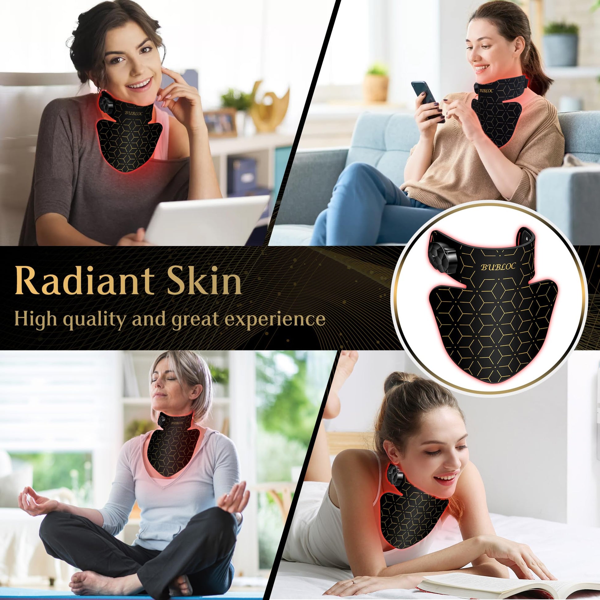 Upgraded Red Light Therapy Mask for Neck & Décolleté, 850 nm Wireless Infrared Light Therapy Suitable - AB Mystery