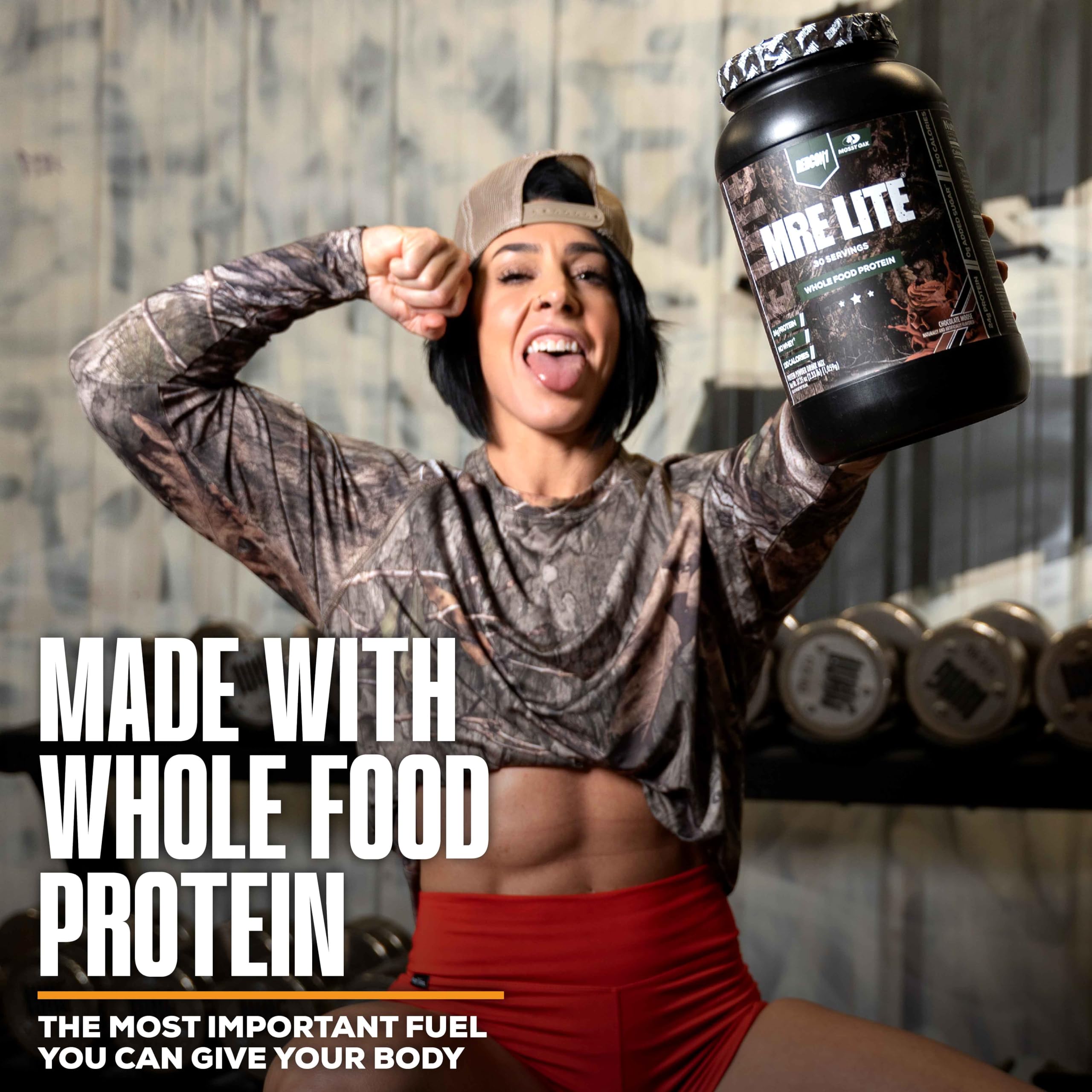 REDCON1 x Mossy Oak MRE Lite Whole Food Protein Powder, Chocolate Moose - Low Carb - AB Mystery