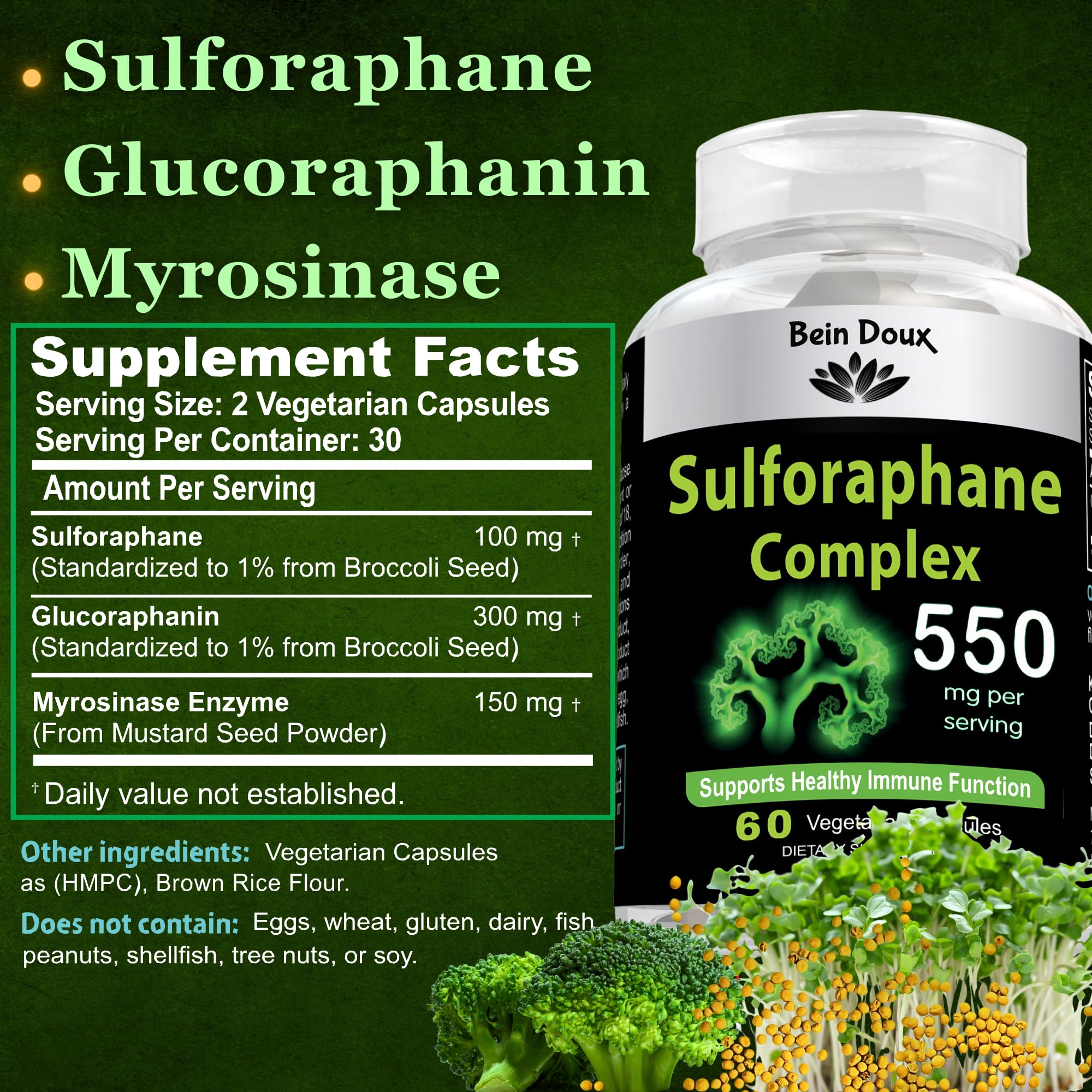 550mg Sulforaphane Supplement with Glucoraphanin and Myrosinase | Broccoli Supplemen - AB Mystery