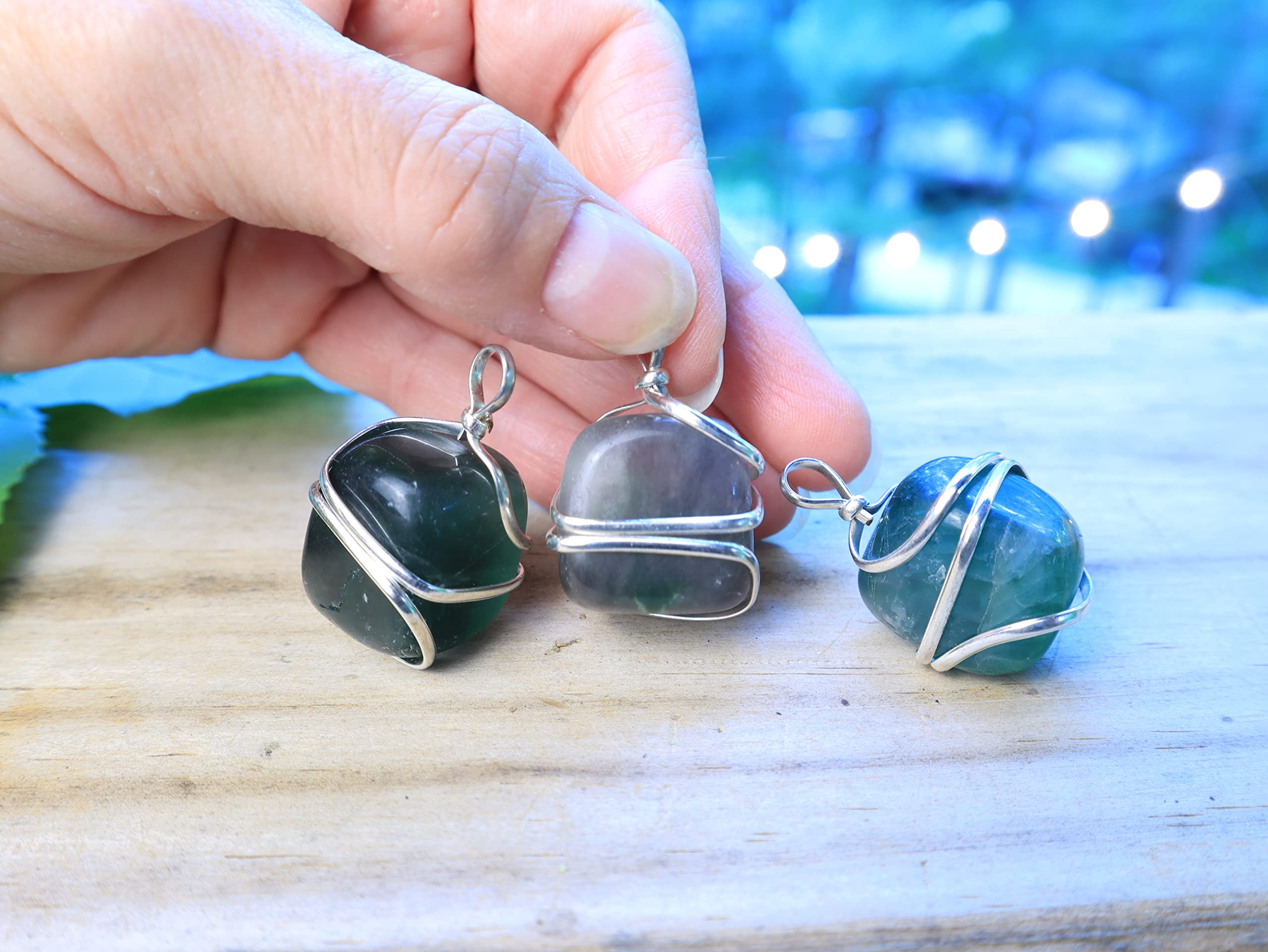 Shelf and Stone Rainbow Fluorite Wire Wrapped Pendant - Dark Hued Fluorite Crystal Necklace - AB Mystery