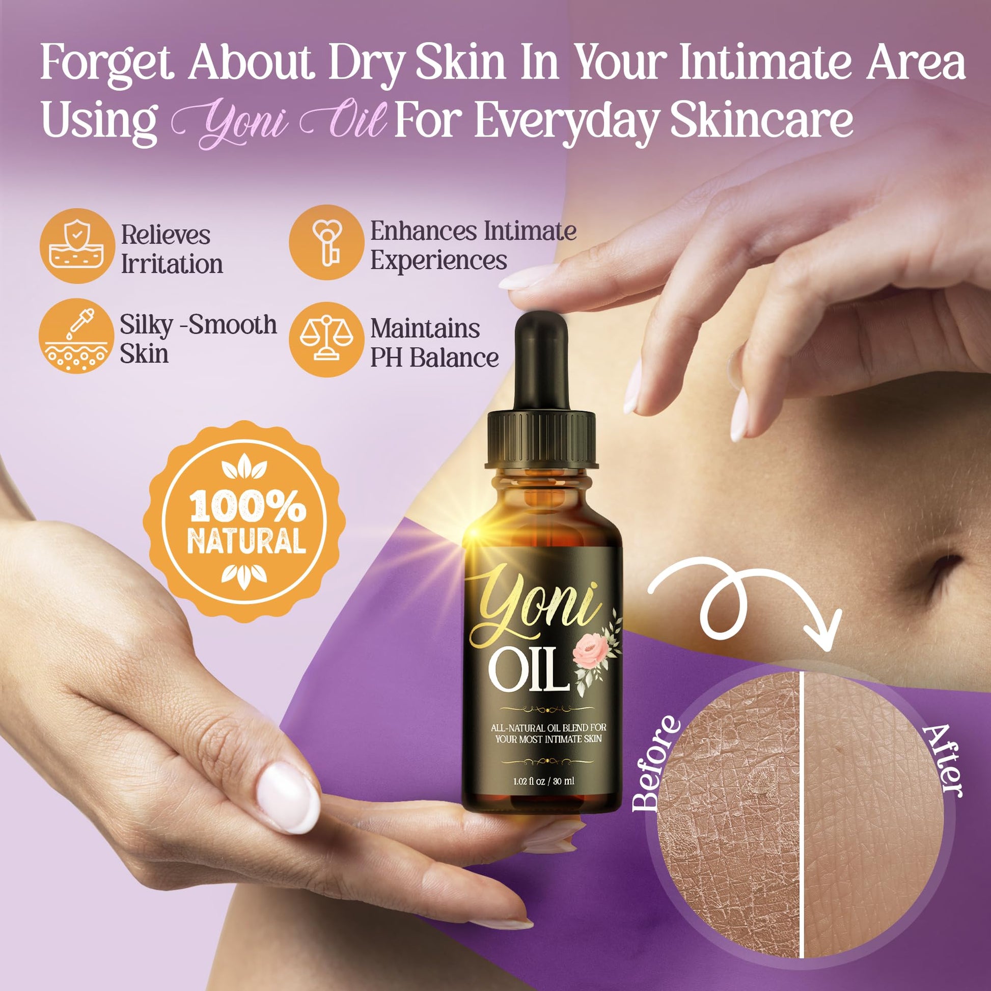 vibraxlabs Yoni Oil 1 Oz. Rose Scented Daily Feminine Wash Vulva Oil for pH Balance and Female Dryness - AB Mystery