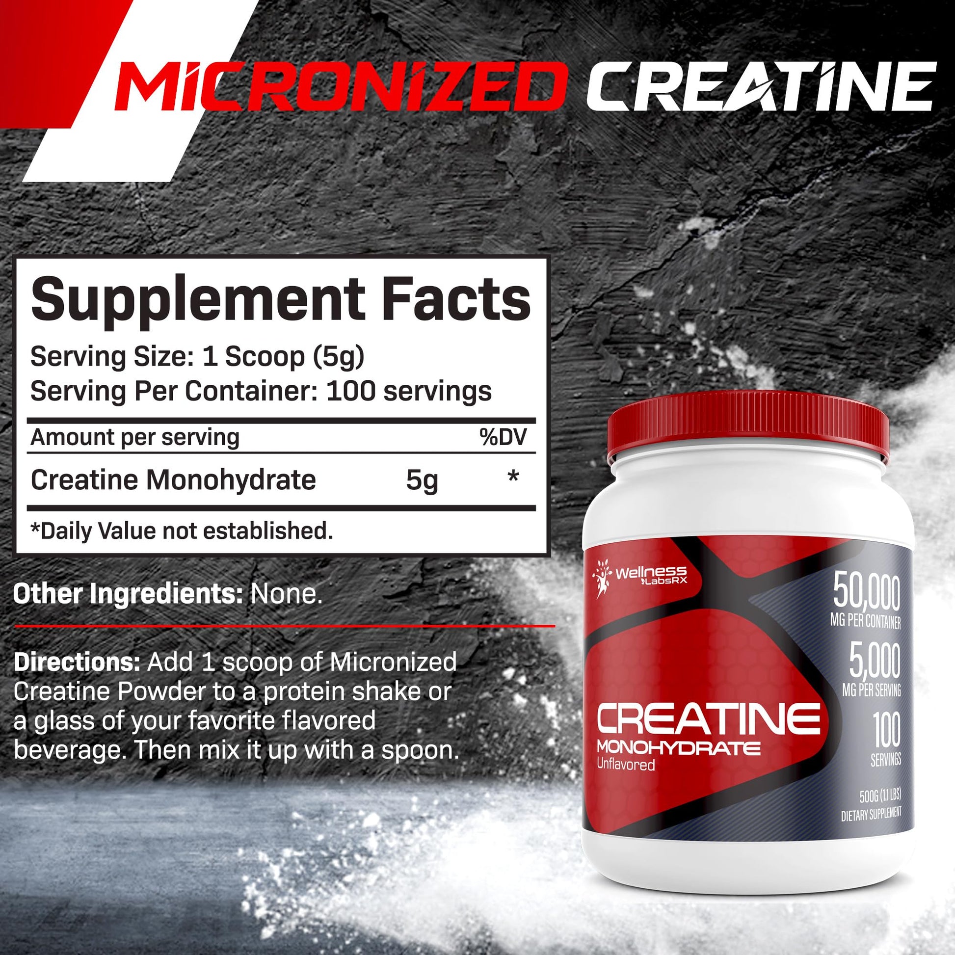 Creatine Monohydrate Powder - 5000mg Micronized for Muscle Growth, Enhanced - AB Mystery