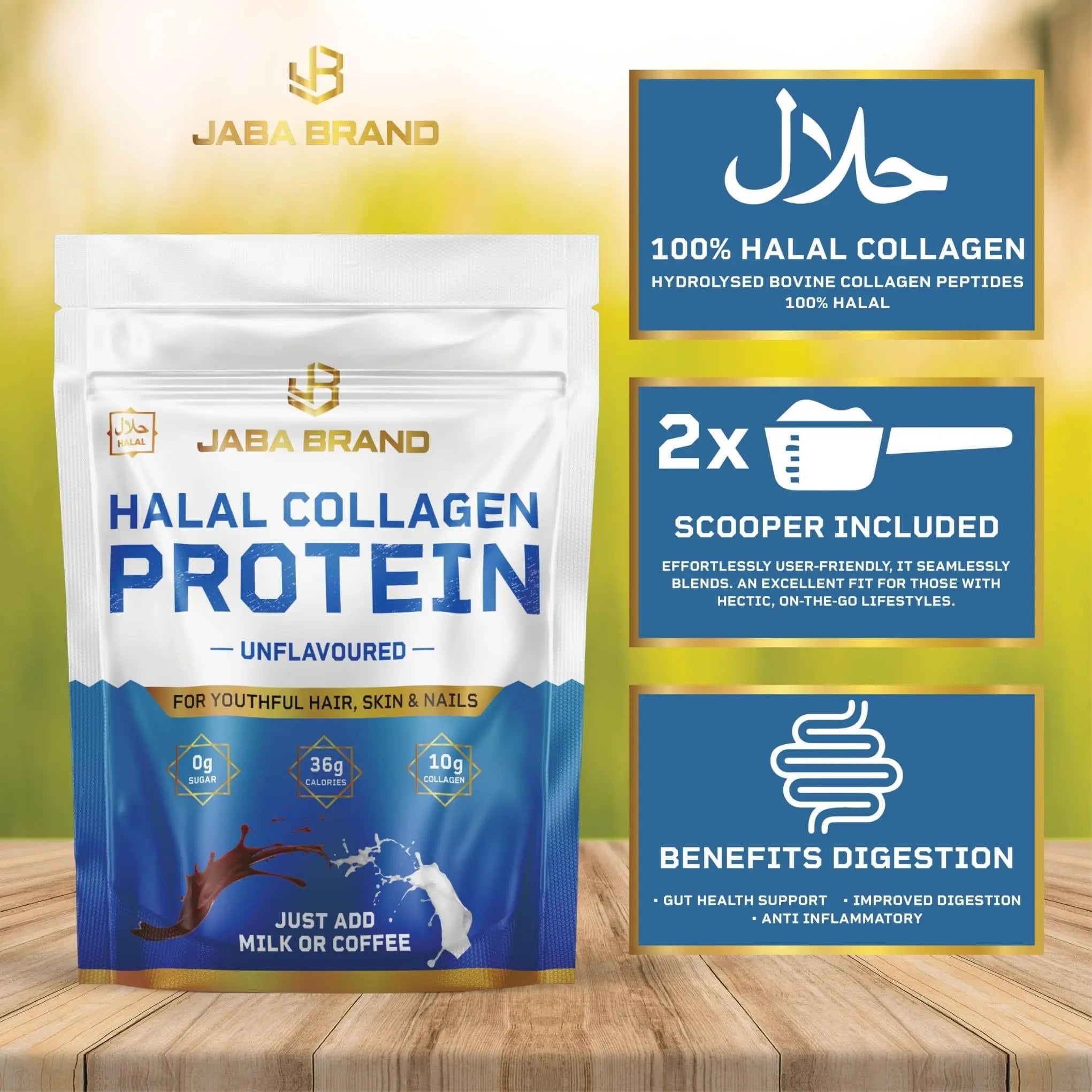JABA BRAND - Halal Bovine Collagen Protein Powder for Hair, Nails, Joints and Skin - AB Mystery