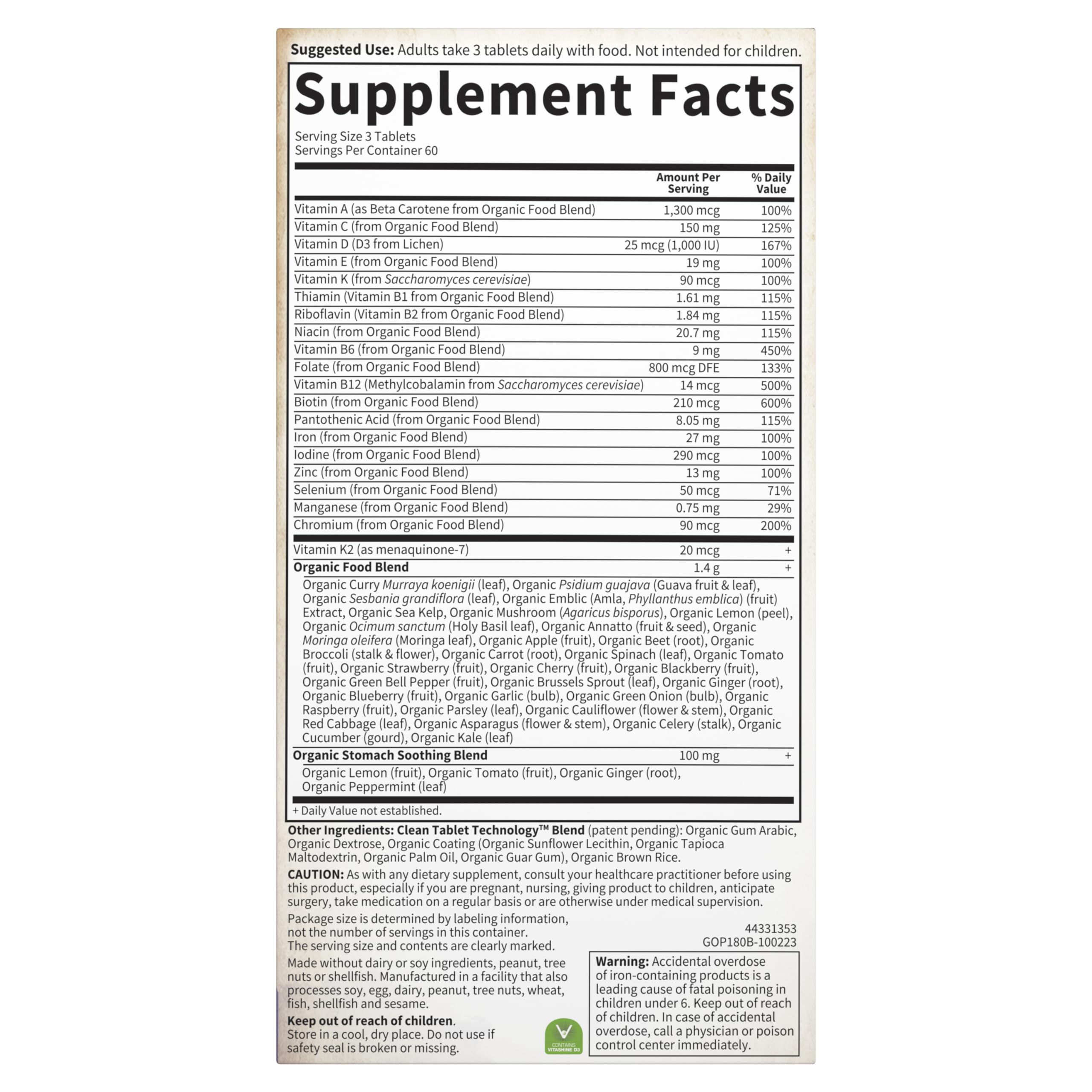 Garden of Life Organics Women’s Prenatal Multivitamin with Vitamin D3, B6, B12, C & Iron, Folate for Energy & Healthy Fetal Development – Organic Garden of Life