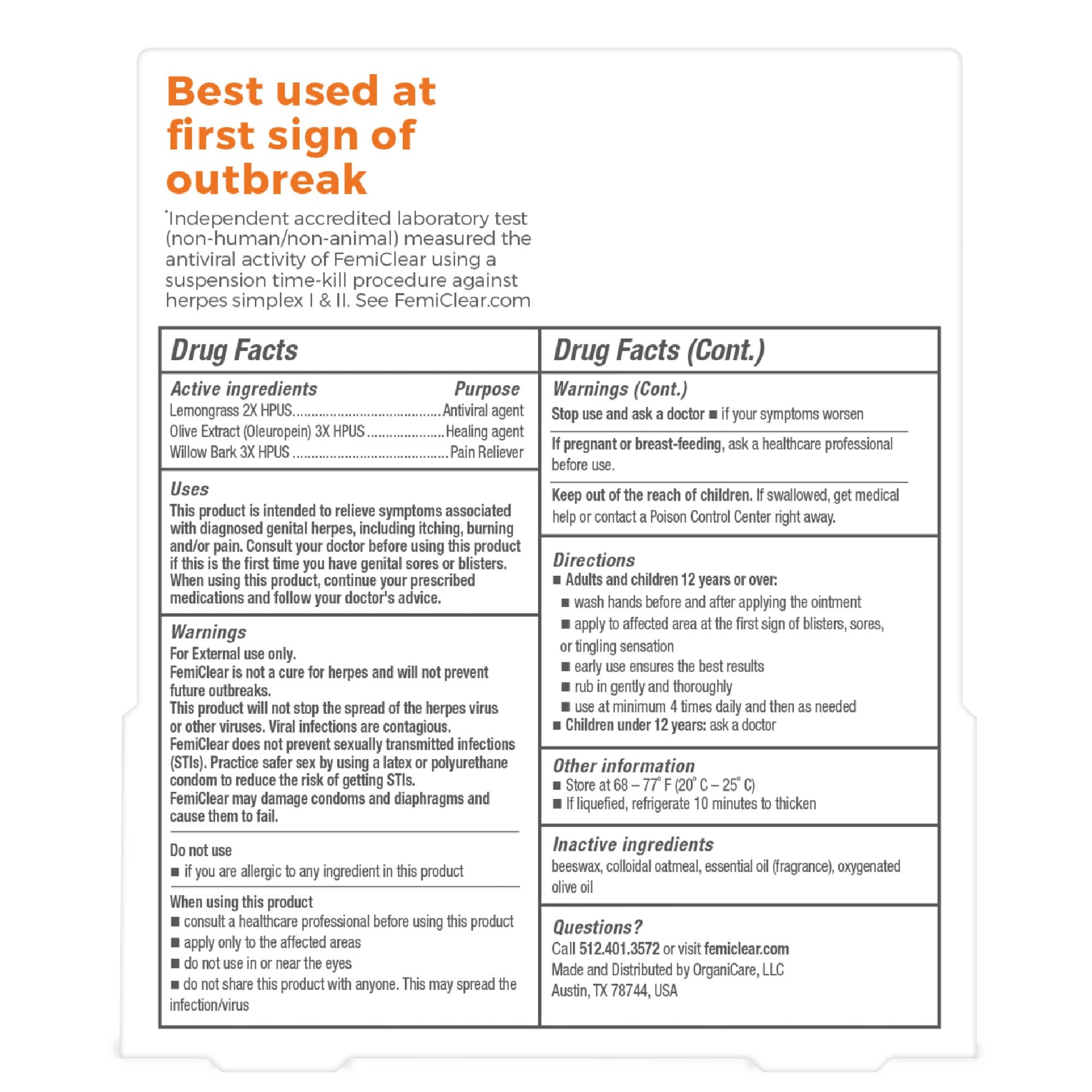 FemiClear for Genital Herpes Symptoms, Multi-Symptom - Effective Intimate Relief - AB Mystery