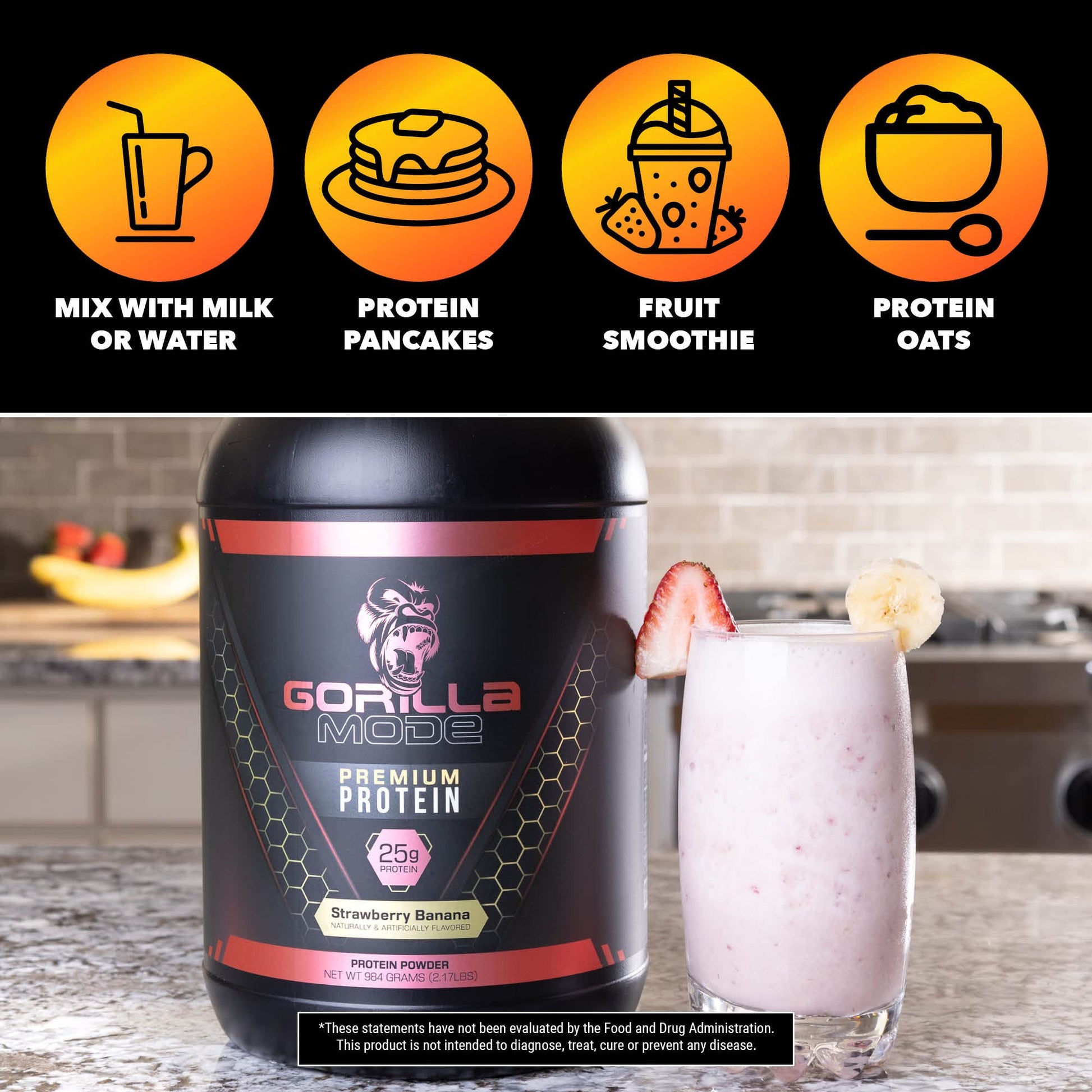 Gorilla Mode Premium Whey Protein - Chocolate Peanut Butter / 25 Grams of Whey - AB Mystery