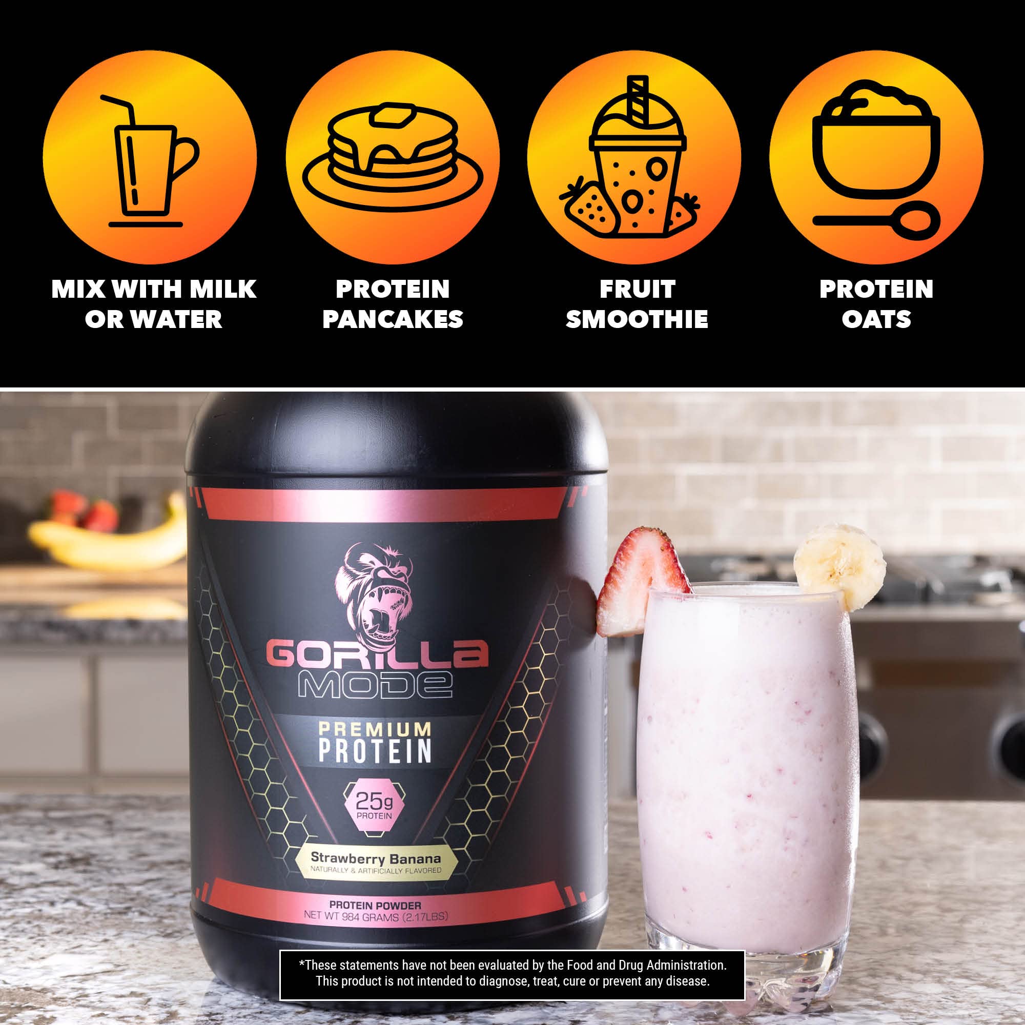 Gorilla Mode Premium Whey Protein - Chocolate Peanut Butter / 25 Grams of Whey - AB Mystery