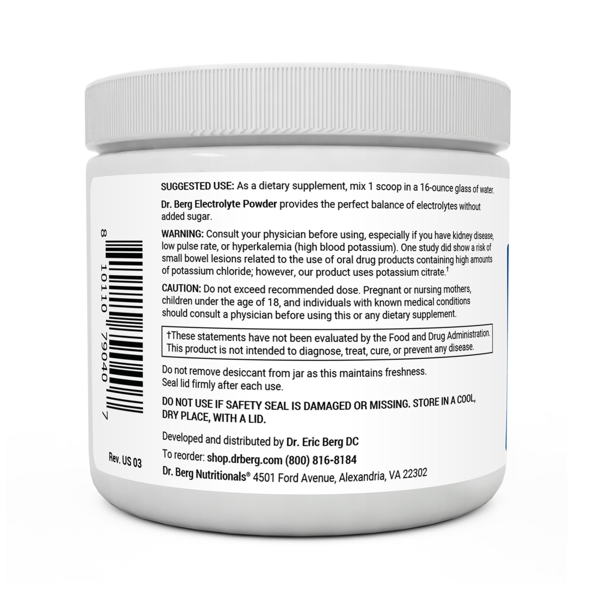 Dr. Berg Hydration Keto Electrolyte Powder - Enhanced w/ 1,000mg of Potassium - AB Mystery
