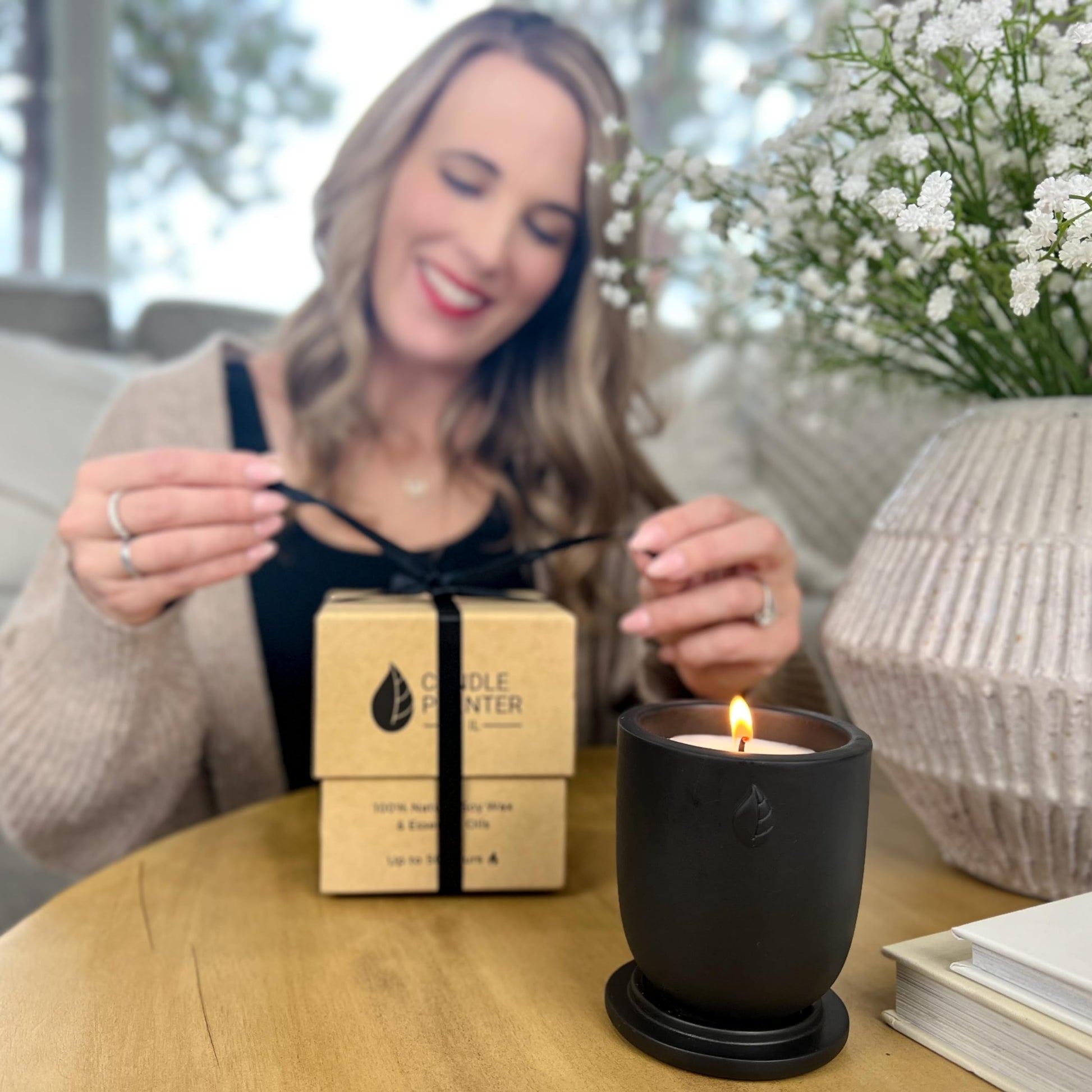 CandlePlanter Concrete Cement Candle Planter - Candles for Home Scented, Soy Candles - AB Mystery