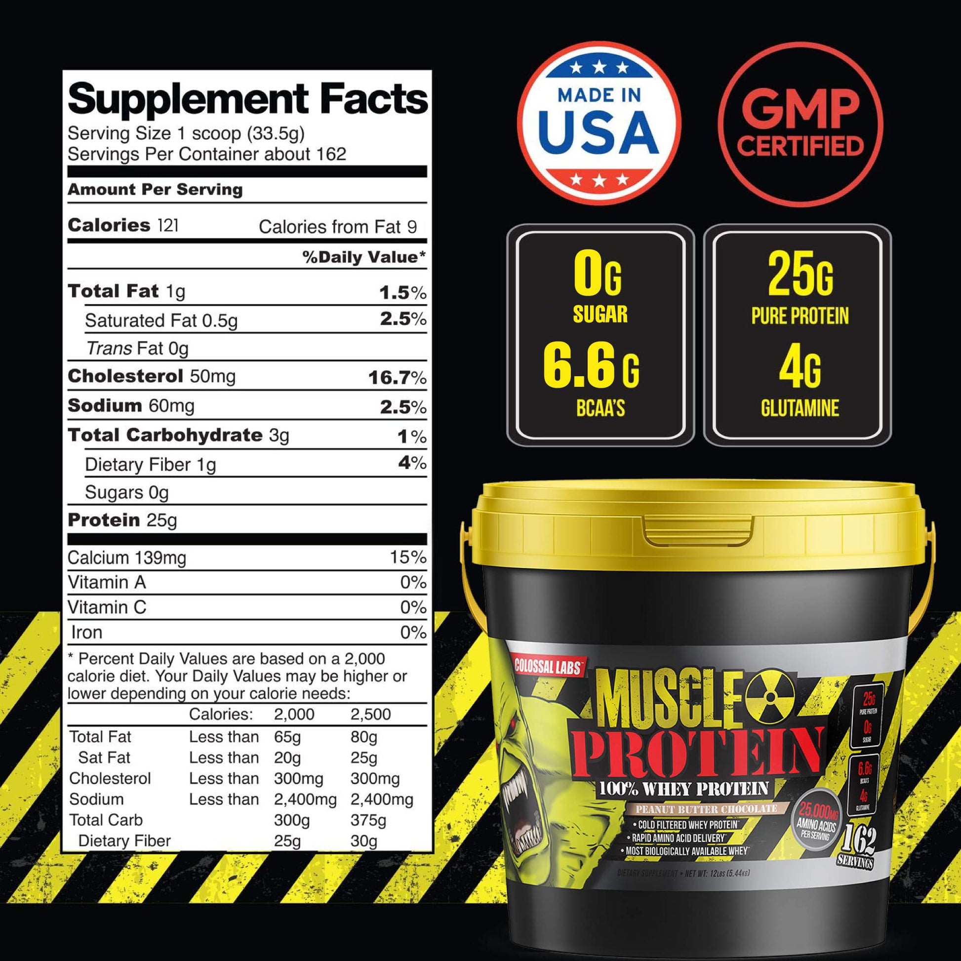 COLOSSAL LABS Muscle Growth Whey Protein [12 lbs/Pack of 1]–Peanut Butter Chocolate - AB Mystery