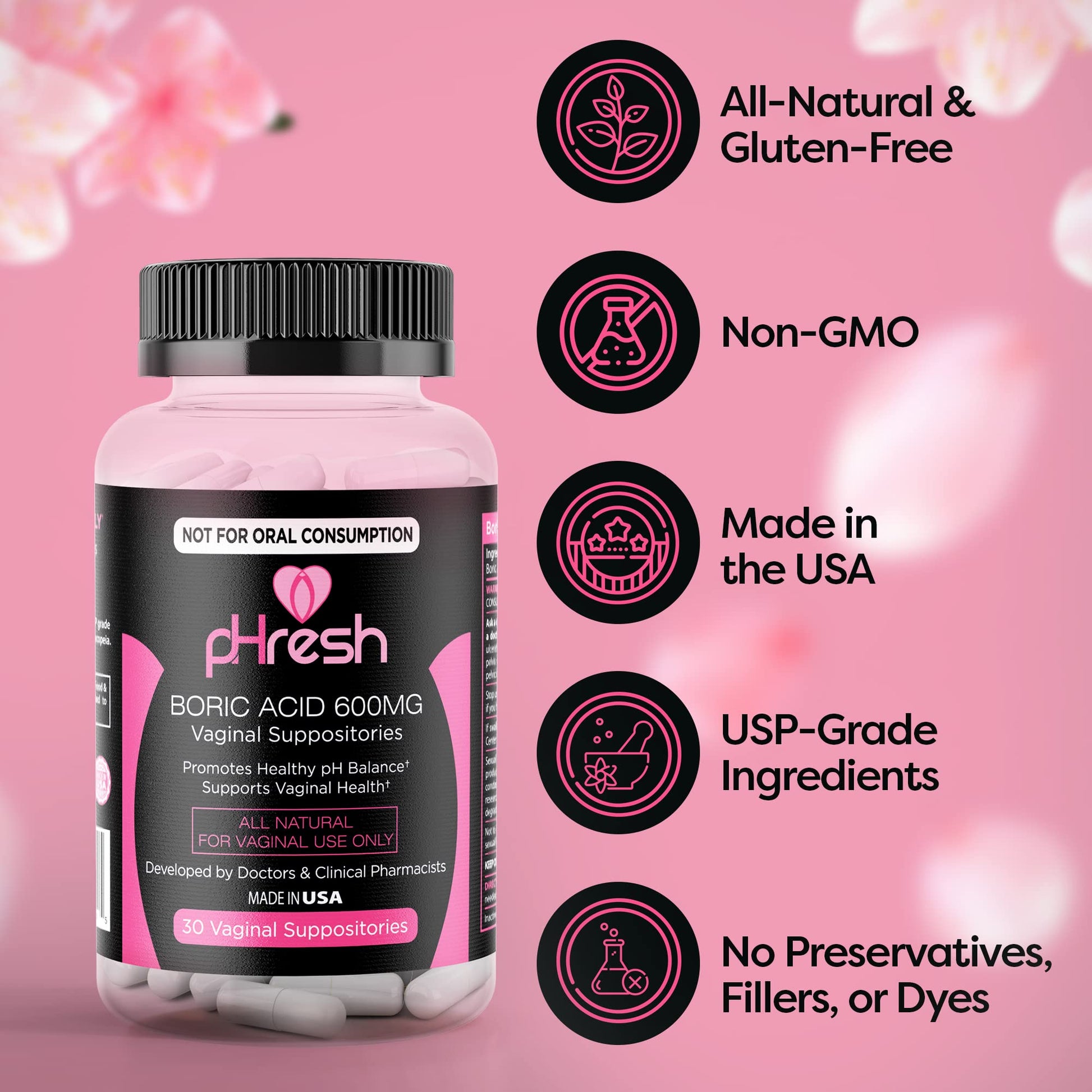 pHresh Boric Acid Suppositories and DIM Supplement - AB Mystery