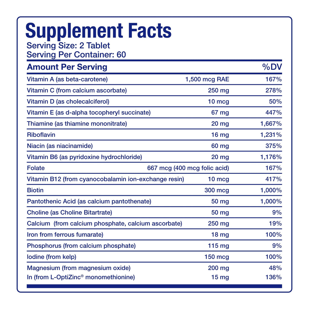 30-in-1 Adult Multivitamin with Iron - Antioxidant Rich Over 50 Multivitamin for Women and Men with Vitamins A C D E B Complex Zinc Magnesium - AB Mystery