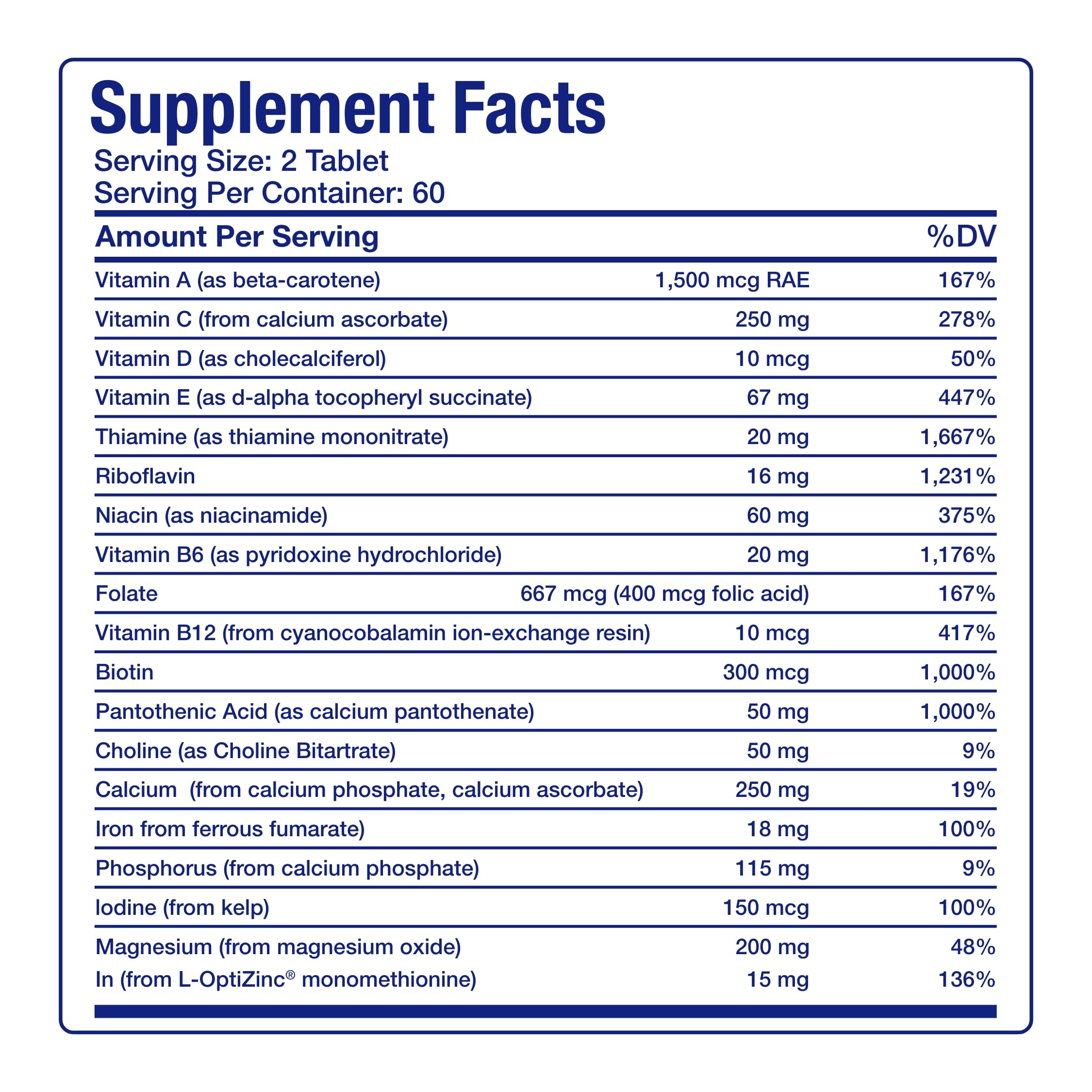 30-in-1 Adult Multivitamin with Iron - Antioxidant Rich Over 50 Multivitamin for Women and Men with Vitamins A C D E B Complex Zinc Magnesium - AB Mystery