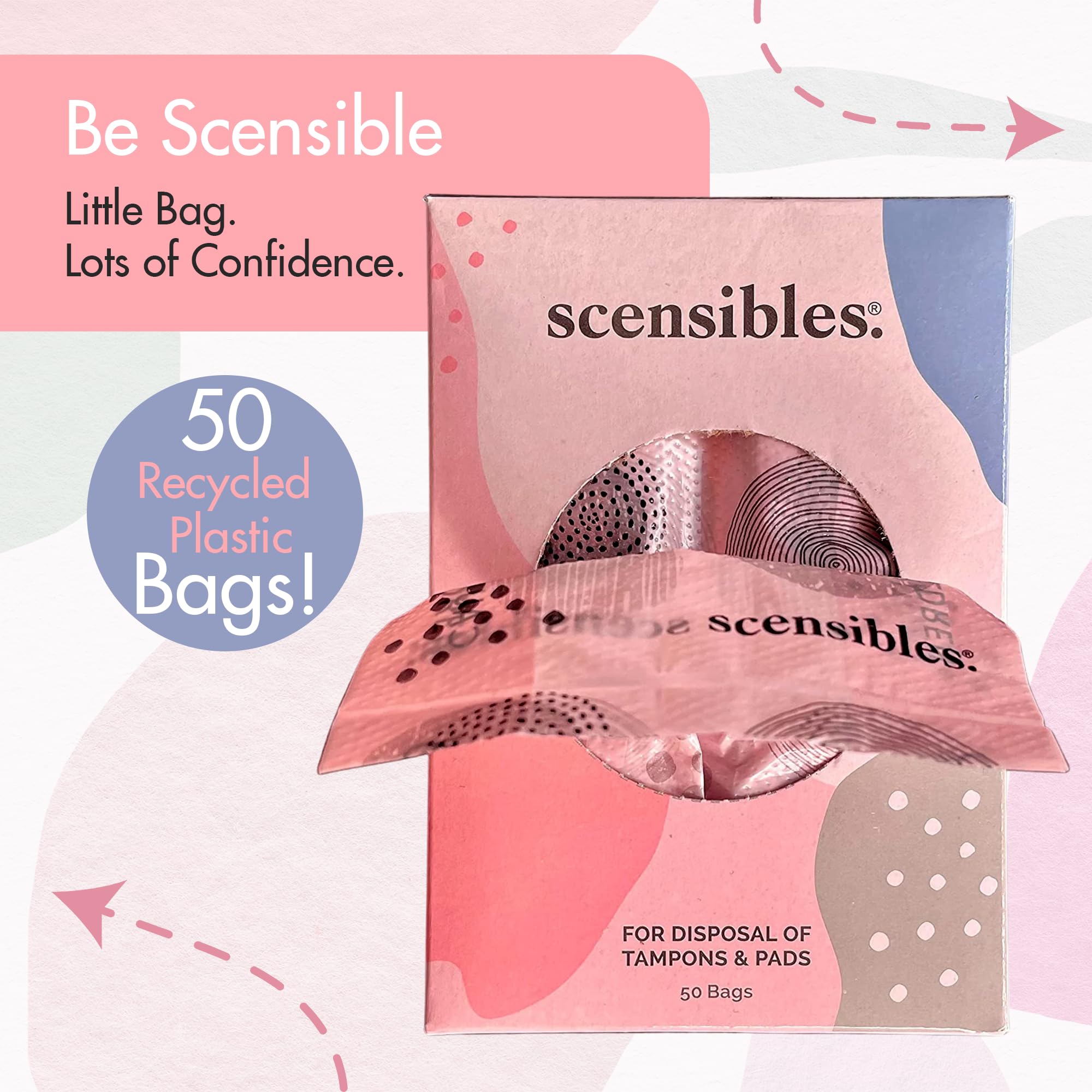 Scensibles Personal Care Disposal Bags (50 Count) - For Tampons, Pads, Liners, Condoms & More - AB Mystery