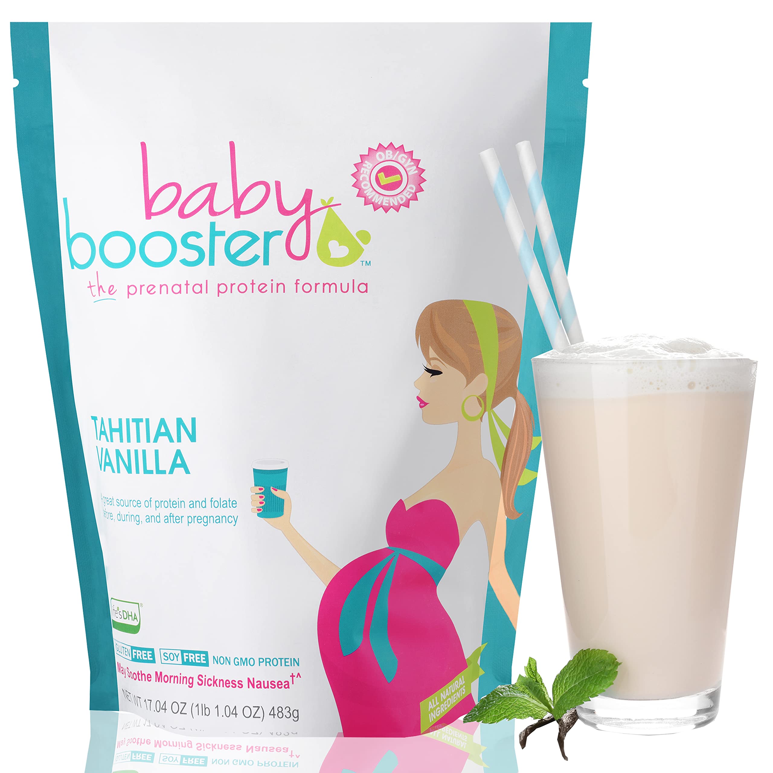 Baby Booster Prenatal Vitamin Supplement Shakes, Tahitian Vanilla and Salted Carmel Baby Booster