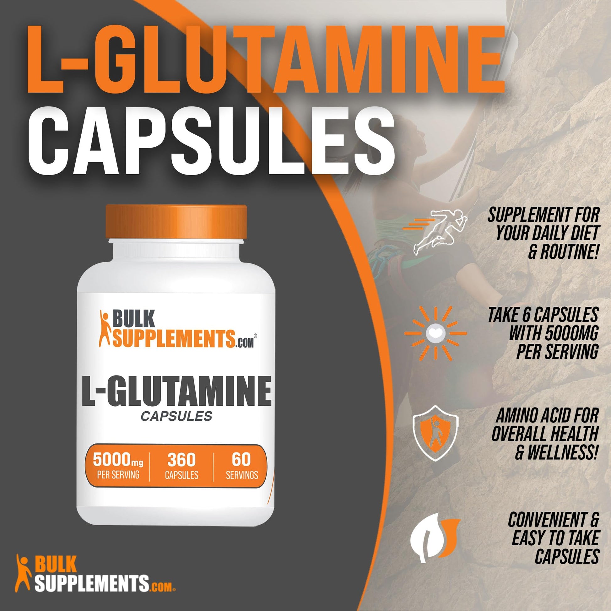 BULKSUPPLEMENTS.COM L-Glutamine Capsules - Glutamine Supplement, L Glutamine - AB Mystery
