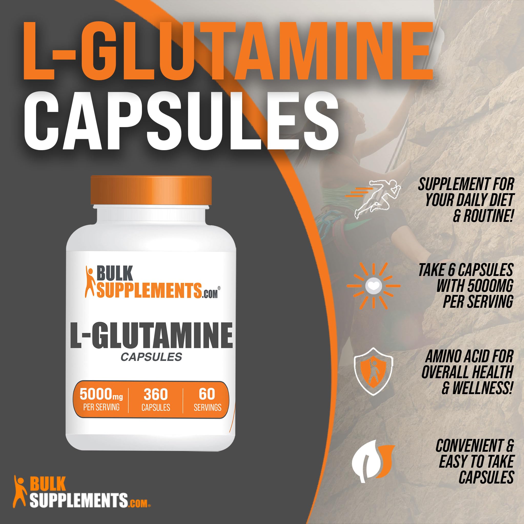 BULKSUPPLEMENTS.COM L-Glutamine Capsules - Glutamine Supplement, L Glutamine - AB Mystery
