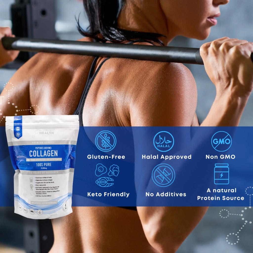 Hydrolysed Collagen Powder (Bovine) - High Protein Grass Fed Unflavoured Peptides The Intelligent Health