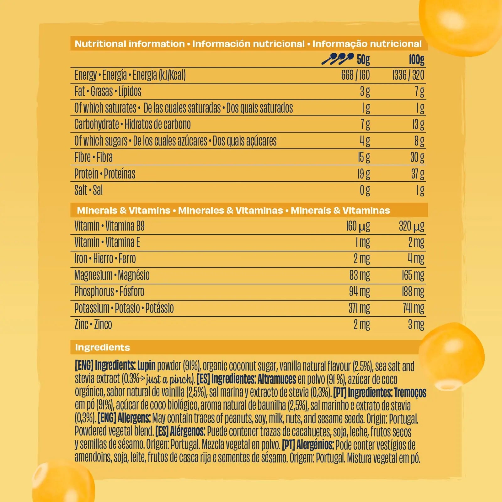 Tarwi Lupin 100% Natural No Bloating Vegan Protein Powder + High Fibre Gut Friendly Plant Based Protein Tarwi