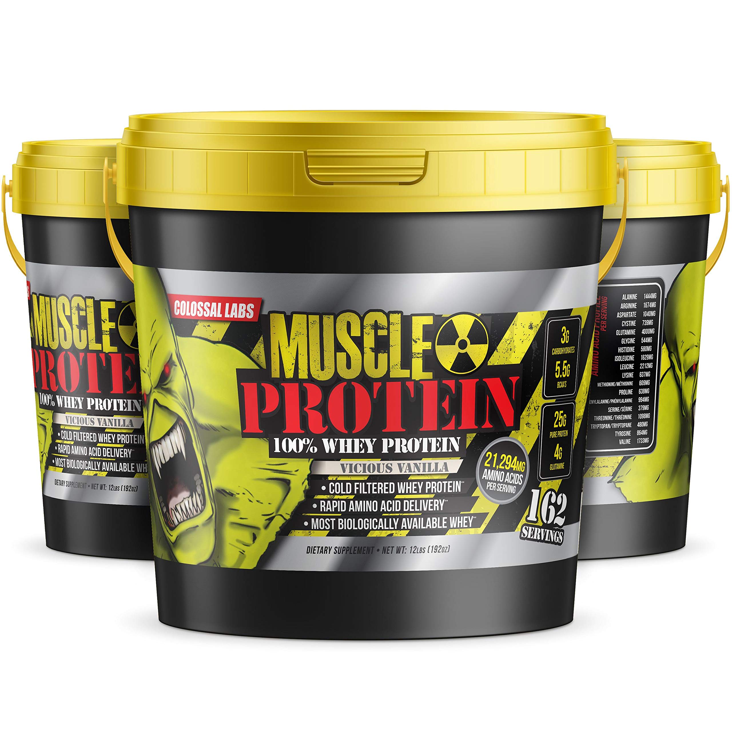 Colossal Labs Whey Protein Blend [12 Pounds/Pack of 1]–Vicious Vanilla, Cold Filtered - AB Mystery