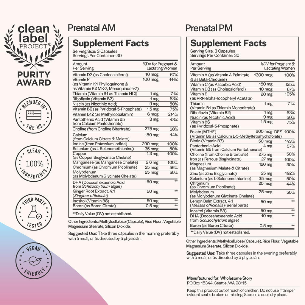 Premium Bioavailable Prenatal & Postnatal Vitamins for Women with DHA, Folate & Iron Wholesome Story