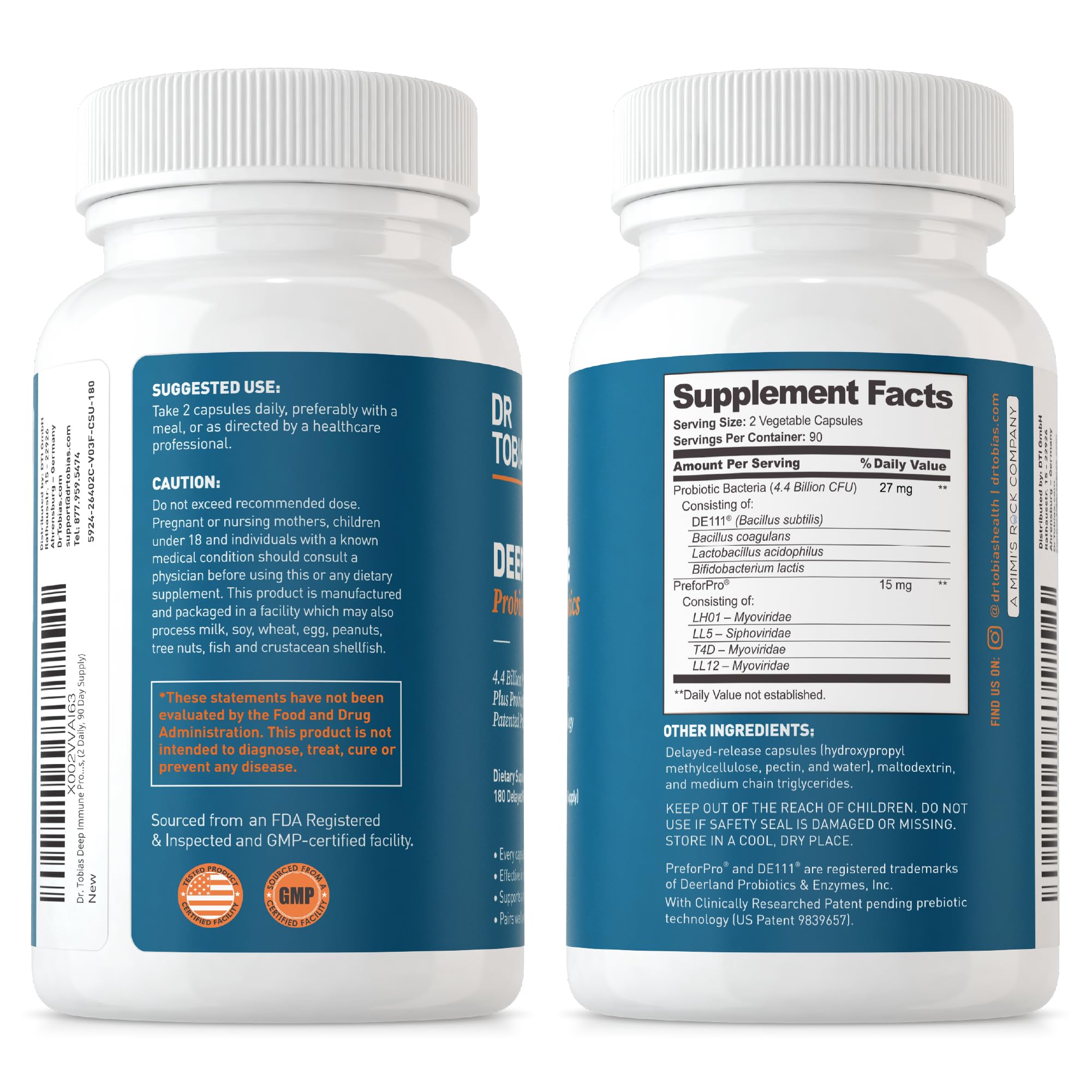 Dr. Tobias Deep Immune Probiotics & Prebiotics, 4.4 Billion CFU Probiotics for Women - AB Mystery