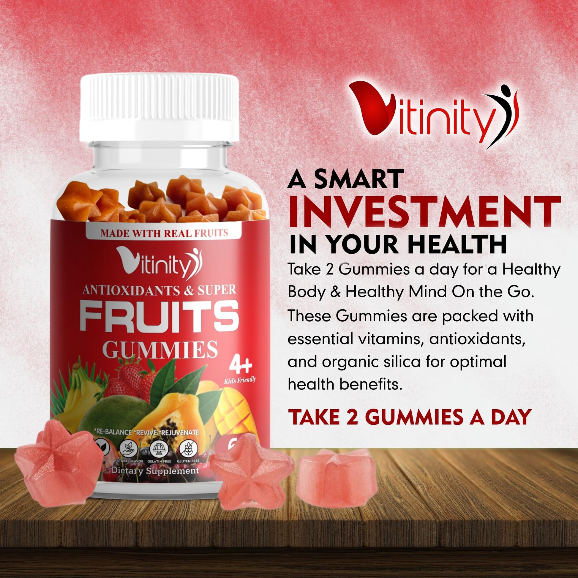 VITINITY Made with Real Super Fruits Delicious Gummy Supplement,Men,Women & Kids - AB Mystery