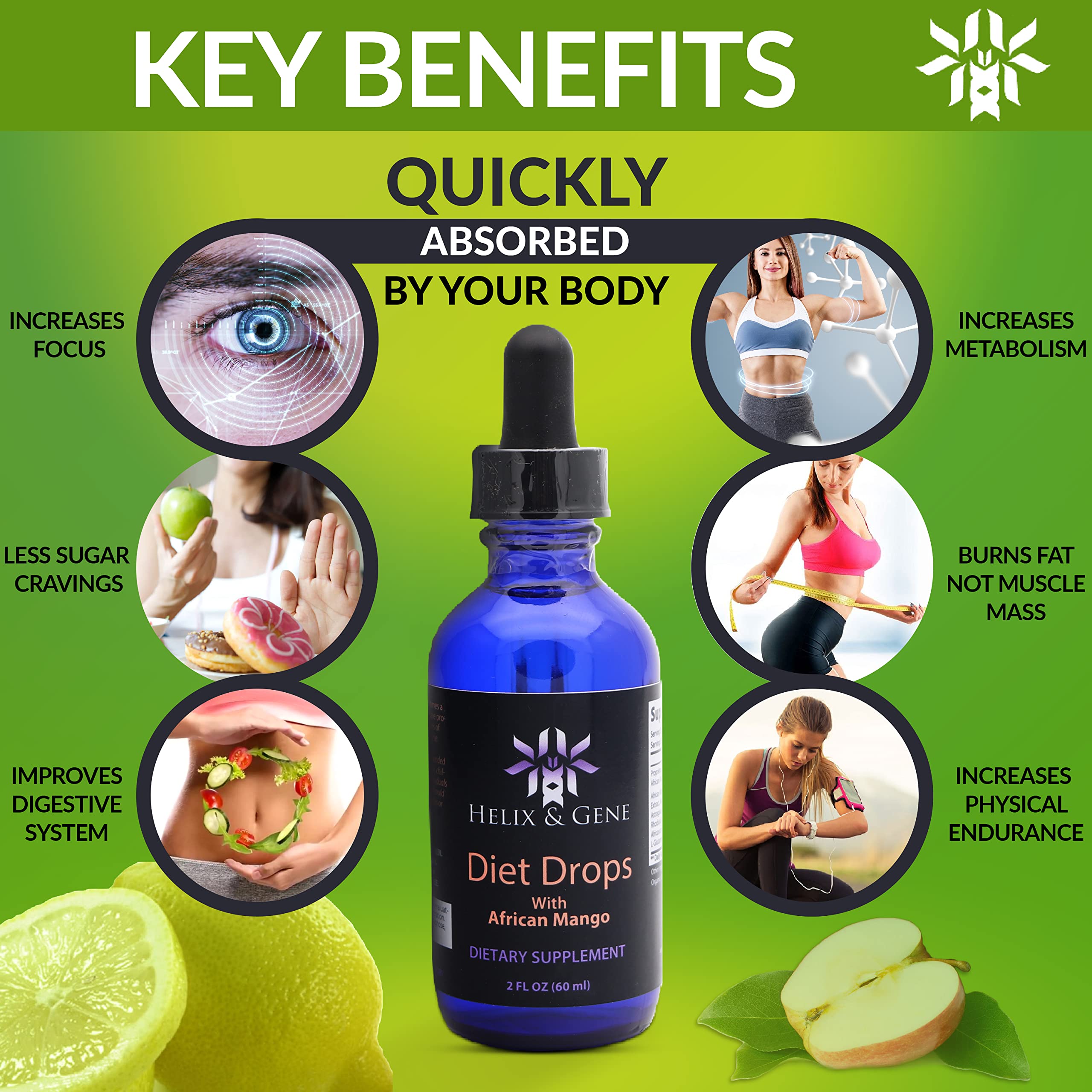 Helix & Gene Appetite Diet Drops Mango Flavor | Fast Weight Loss | Natural Metabolism - AB Mystery
