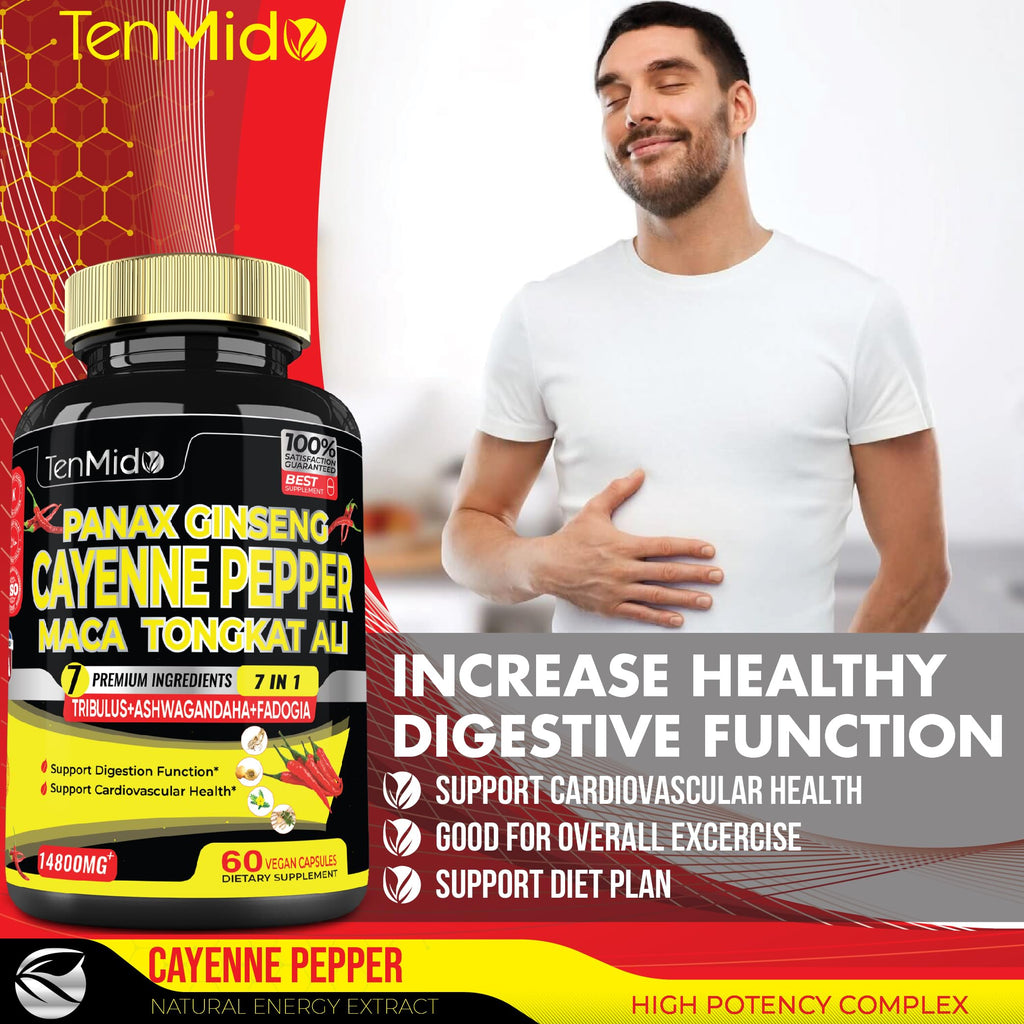 2 Packs 60 Caps 14800mg - Cayenne Pepper Supplements Extract Capsules - Tongkat Ali - AB Mystery