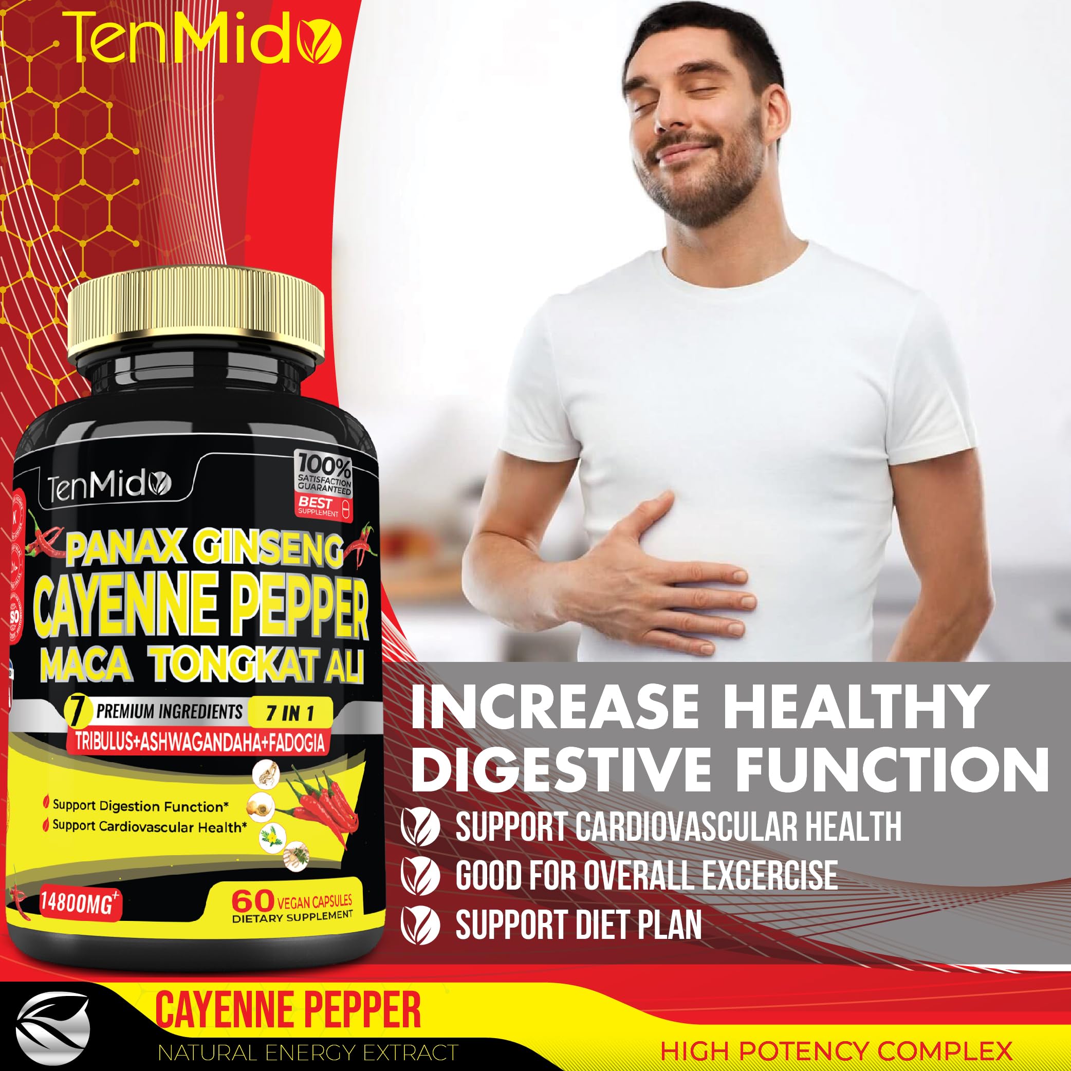 2 Packs 60 Caps 14800mg - Cayenne Pepper Supplements Extract Capsules - Tongkat Ali - AB Mystery