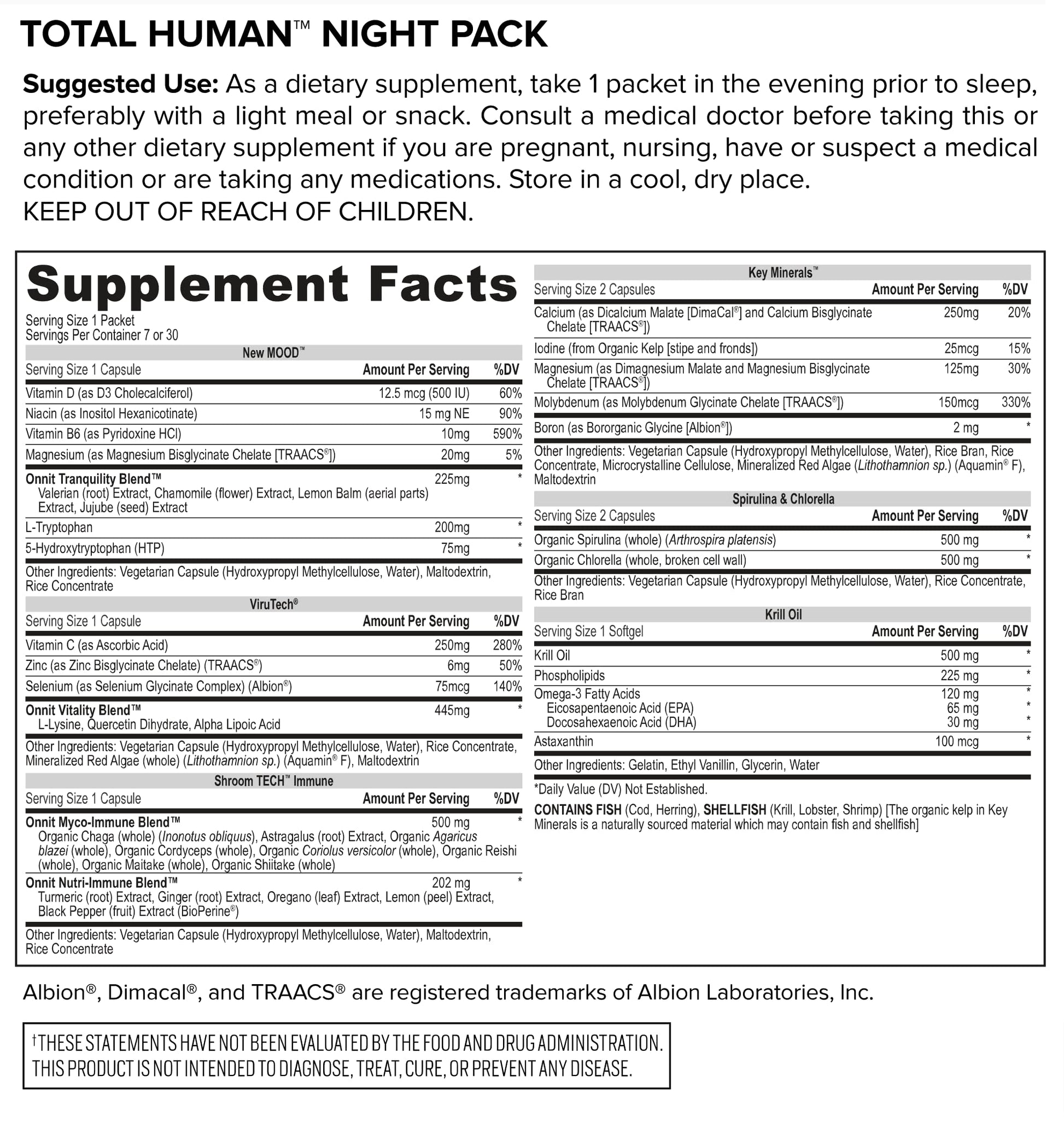 ONNIT Total Human Day and Night Vitamin Packs for Men and Women,Capsule, 30-Day - AB Mystery
