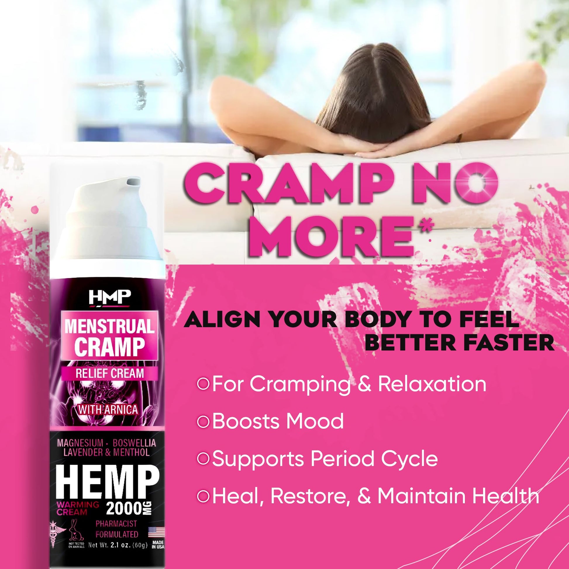 HMP BRANDS Menstrual Cramp Hemp Cream Supports Period Cramps Including Pre - Menstrual Cramp - AB Mystery