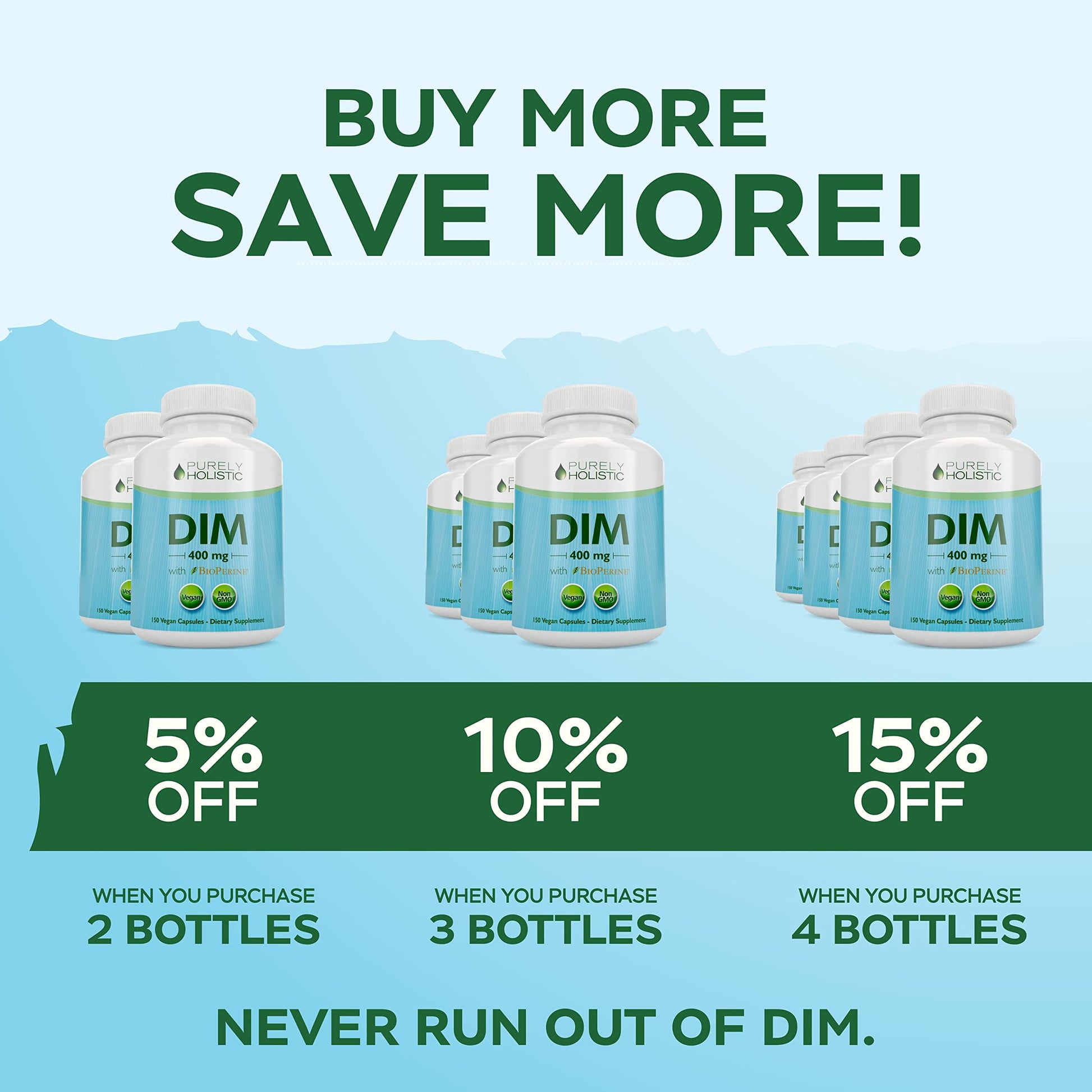 DIM Supplement 400mg Plus Bioperine - 150 Vegan Capsules - 5 Month Supply - Hormone Balance - AB Mystery