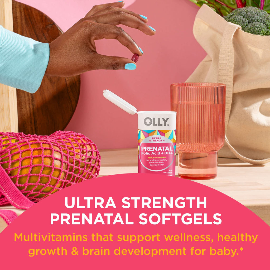 OLLY Ultra Strength Prenatal Multivitamin Softgels, Supports Healthy Growth OLLY