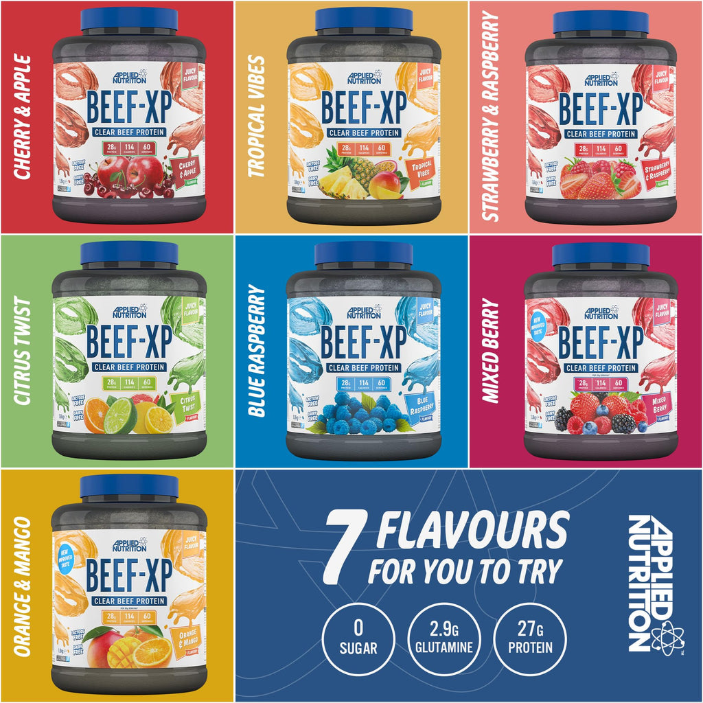 Applied Nutrition Beef XP - Clear Hydrolysed Beef Protein Isolate, Fruit Juice Style, Dairy Free Beef Protein Powder Applied Nutrition