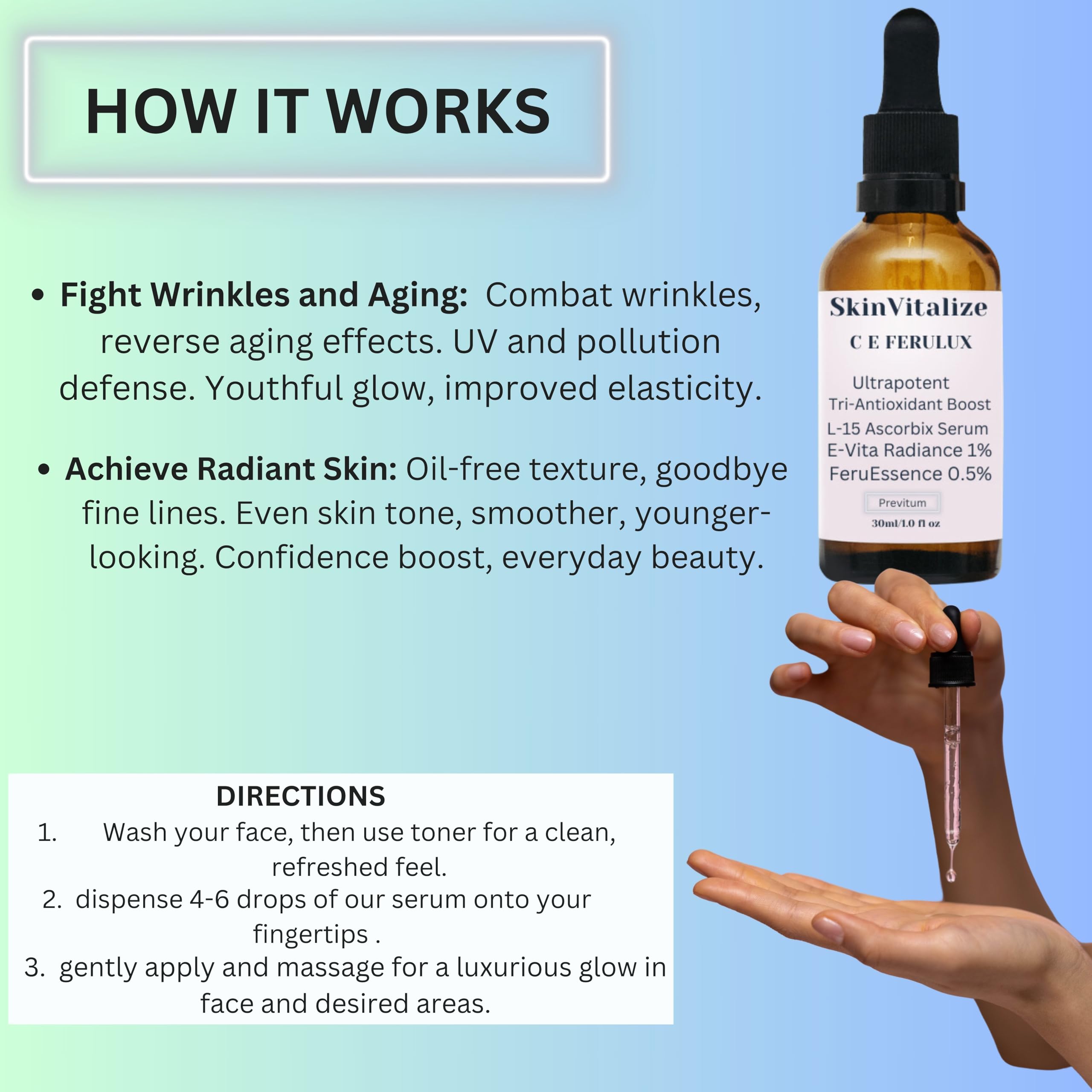 SkinVitalize C E ferulux Vitamin C Serum - 30ml: Advanced Formula for Fighting with Wrinkles - AB Mystery