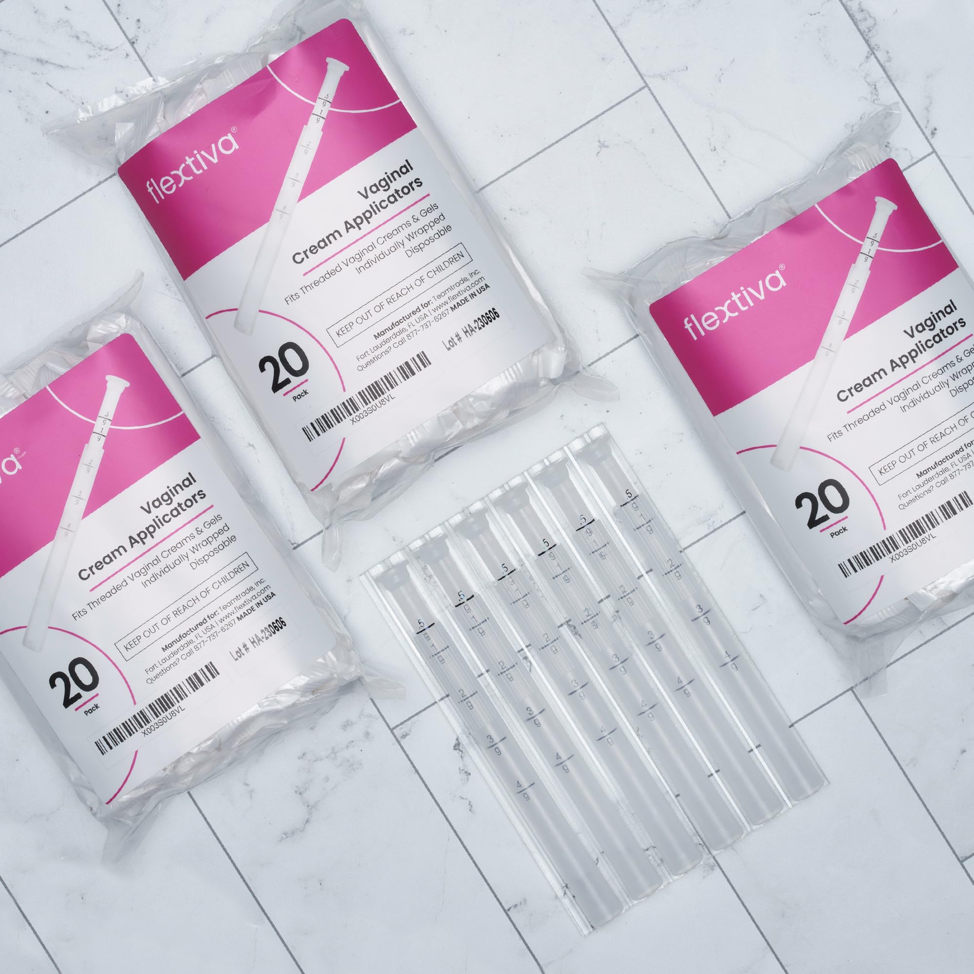 Flextiva Disposable Plastic Vaginal Cream Applicators - Threaded End to Fit OTC Gel or Cream Products - AB Mystery